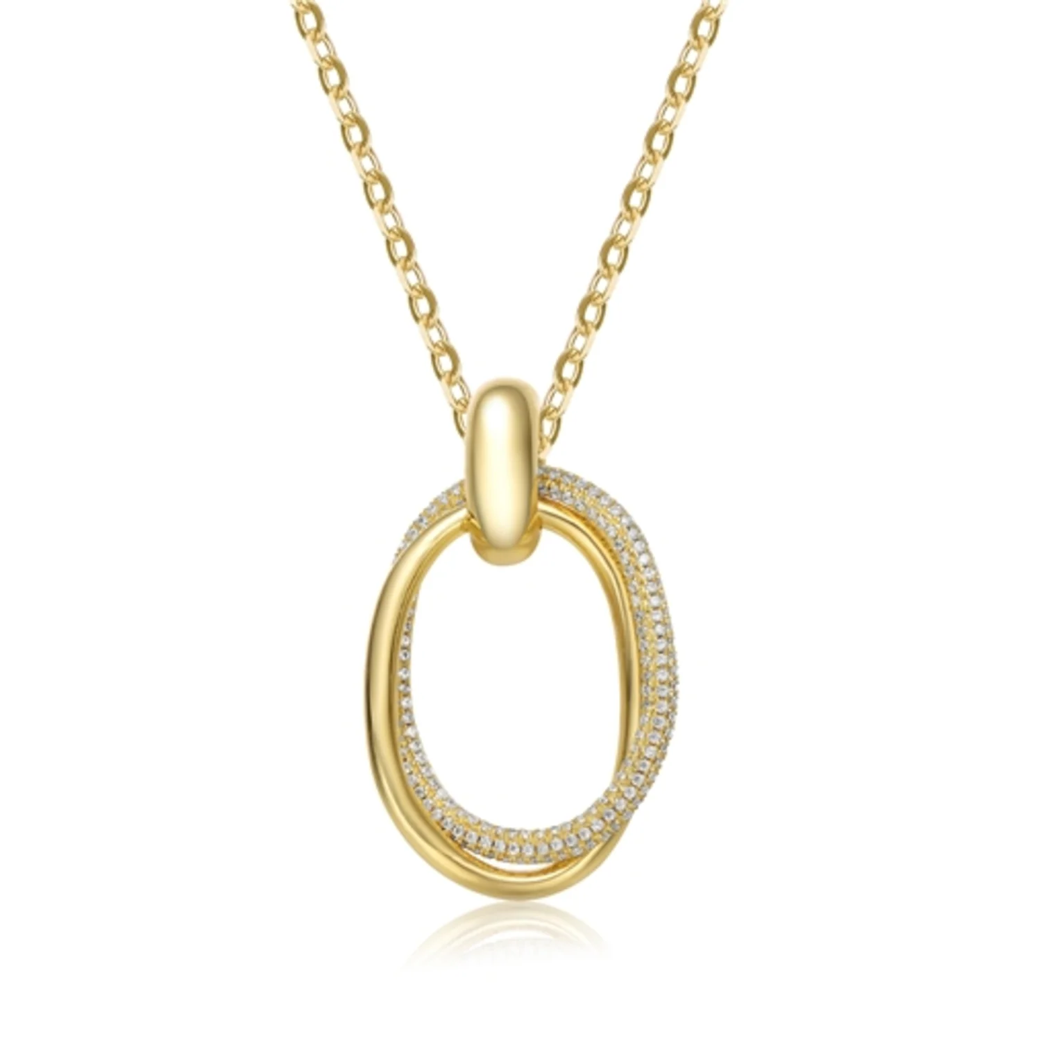 14K YELLOW GOLD HOOP DROP NECKLACE, 18"