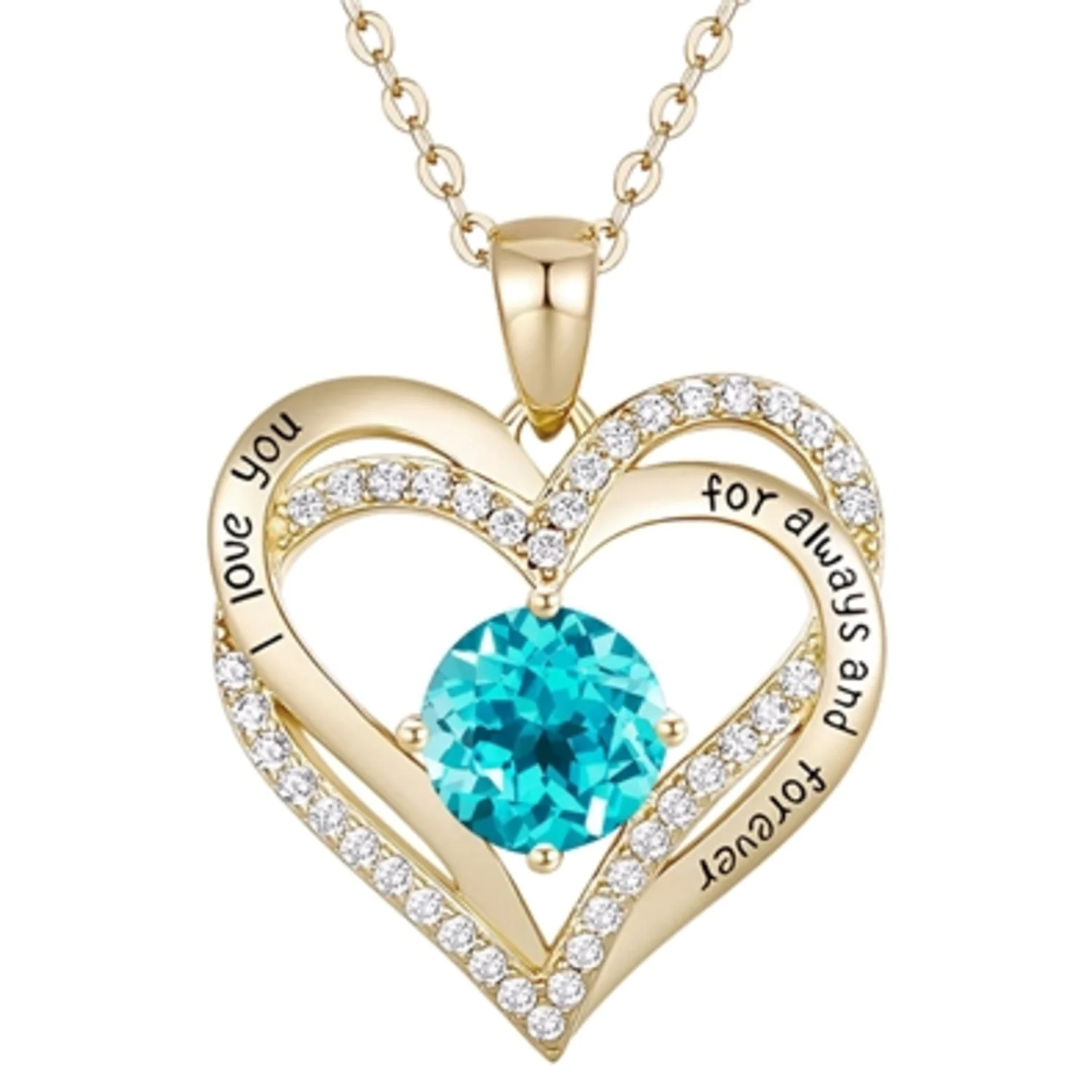 14K GOLD TWIN BLUE HEART NECKLACE, 18"