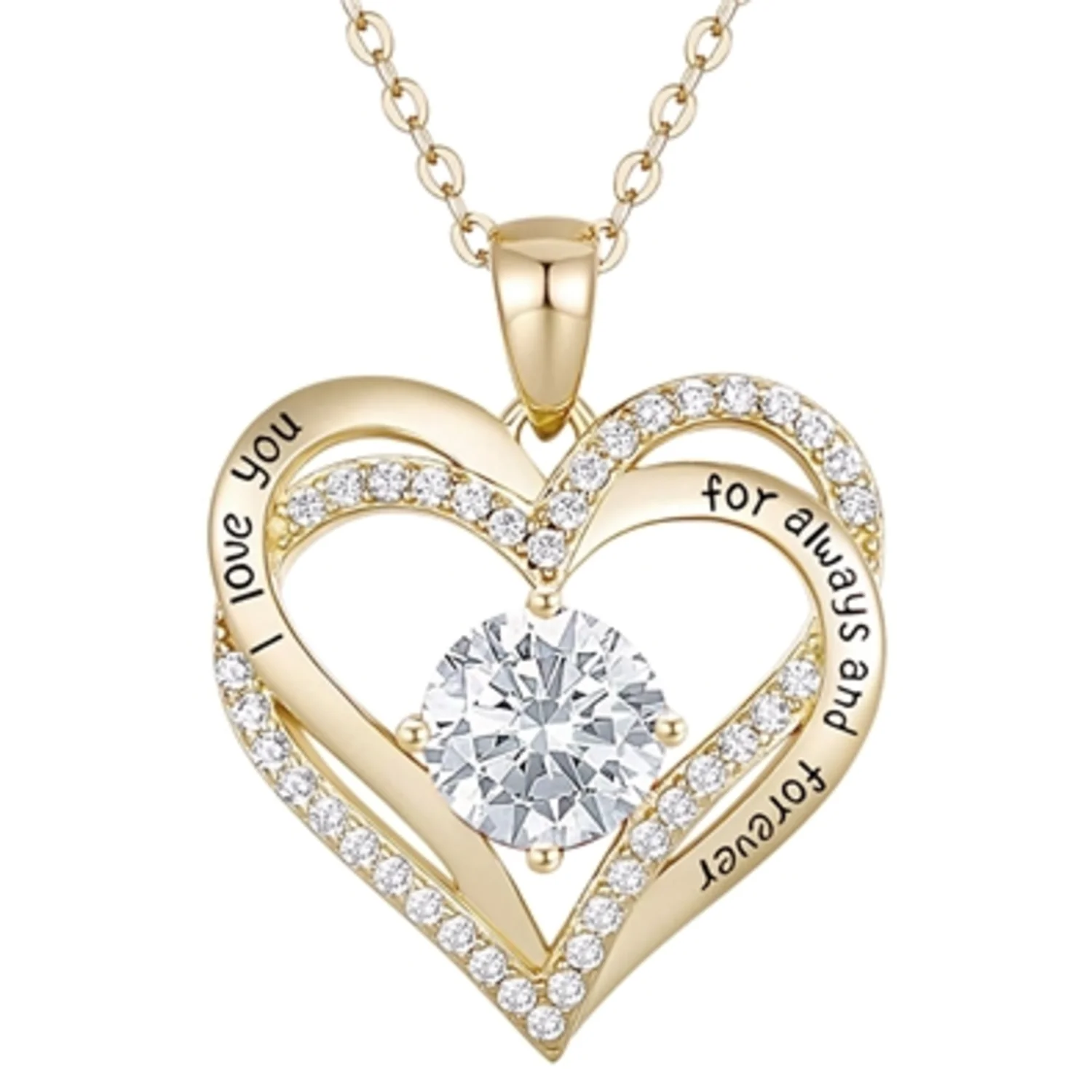 14K GOLD TWIN CLASSIC HEART NECKLACE, 18"