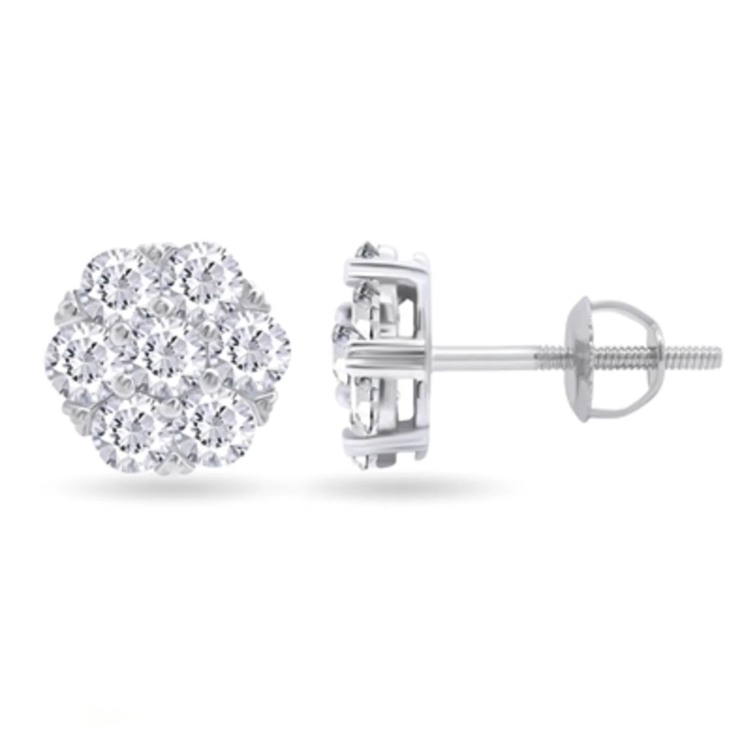 STERLING SILVER CRYSTAL CLUSTER EARRINGS, 8MM
