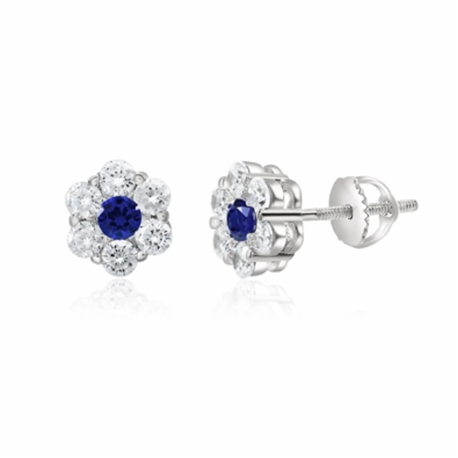 SAPPHIRE CLUSTER EARRINGS, 8MM