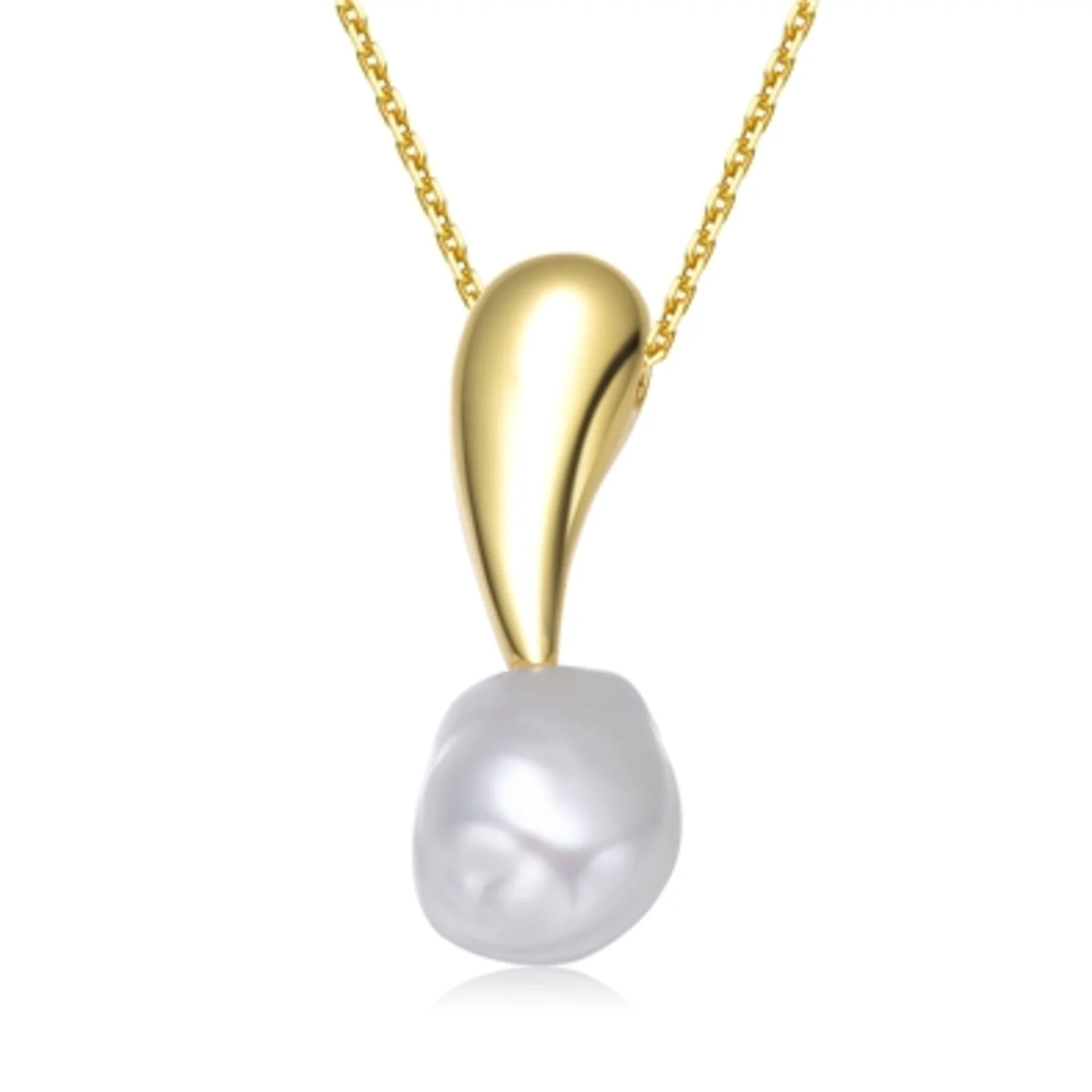 GOLD PLATED PEARL DROP NECKLACE, 16"