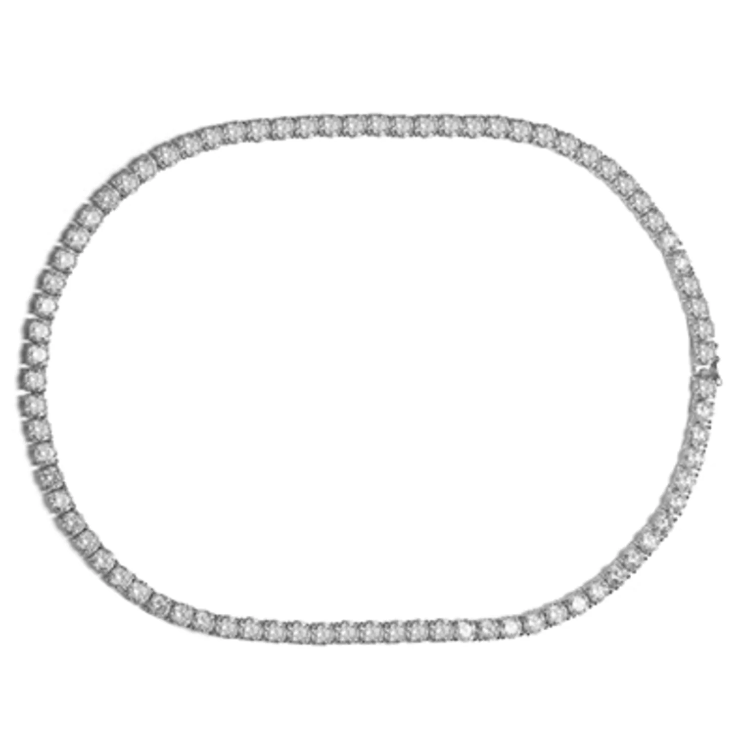 RHODIUM CZ CLASSIC TENNIS NECKLACE, 17"