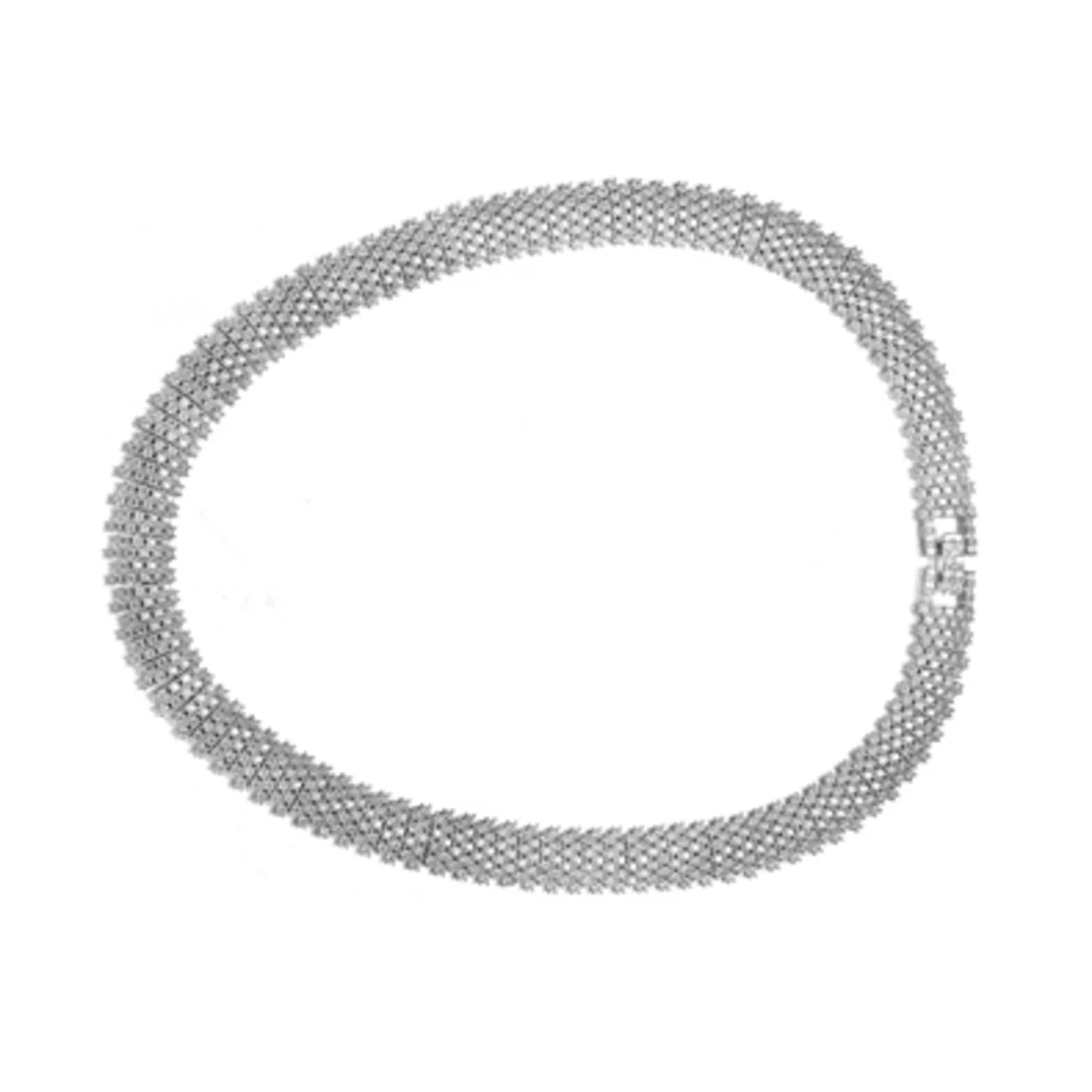 RHODIUM CZ STATEMENT NECKLACE, 16''