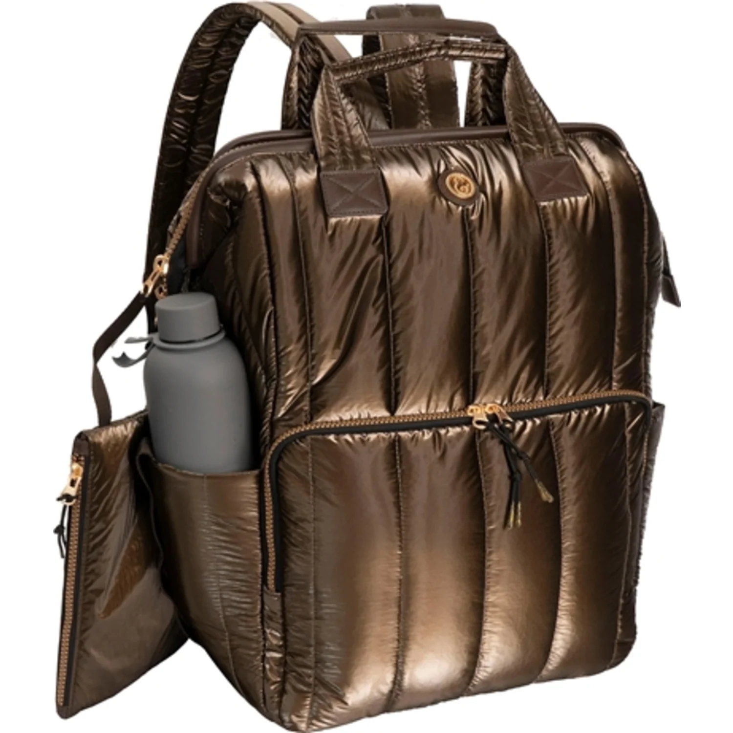 METALLIC QUILTED BACKPACK, 18"