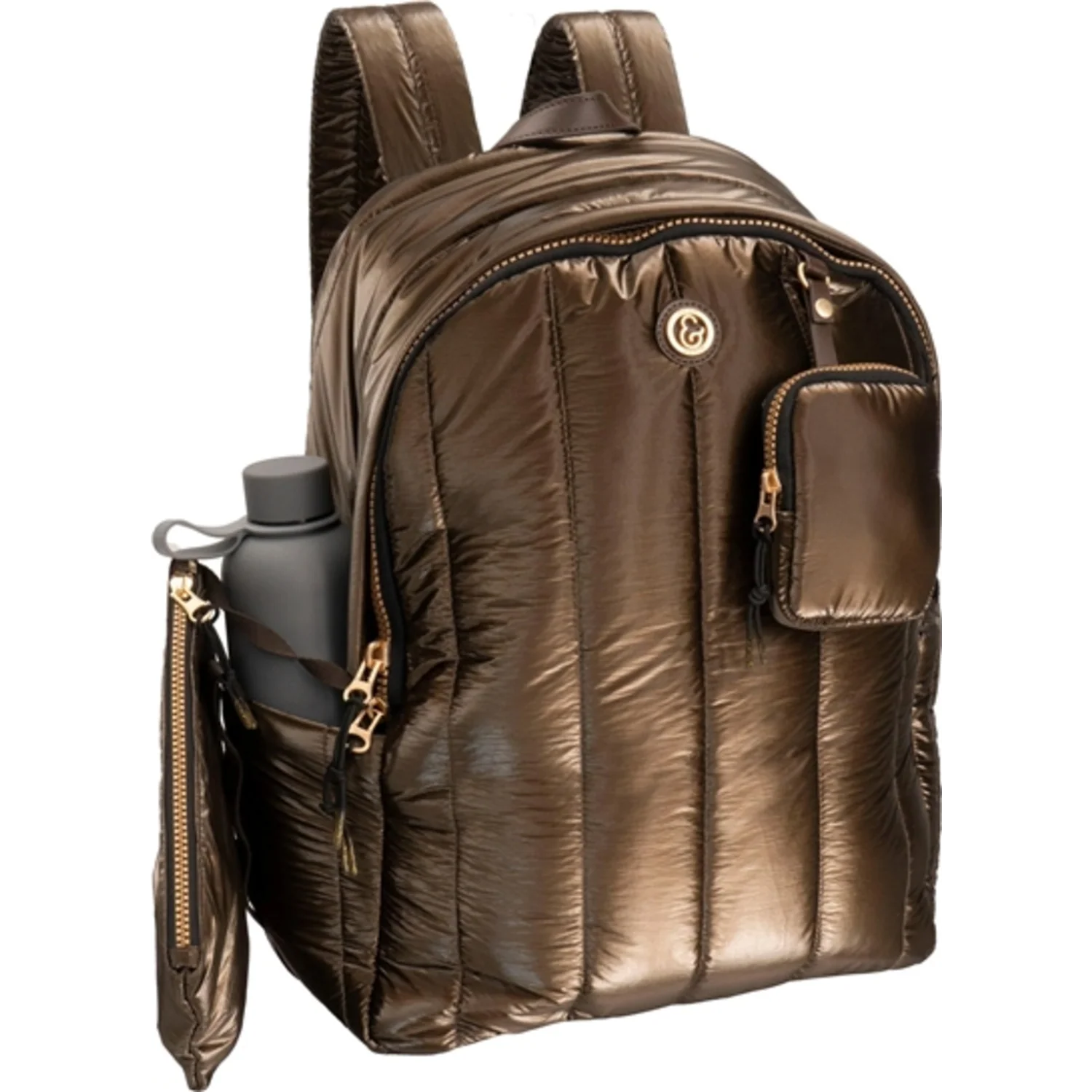 METALLIC QUILTED BACKPACK, 18"