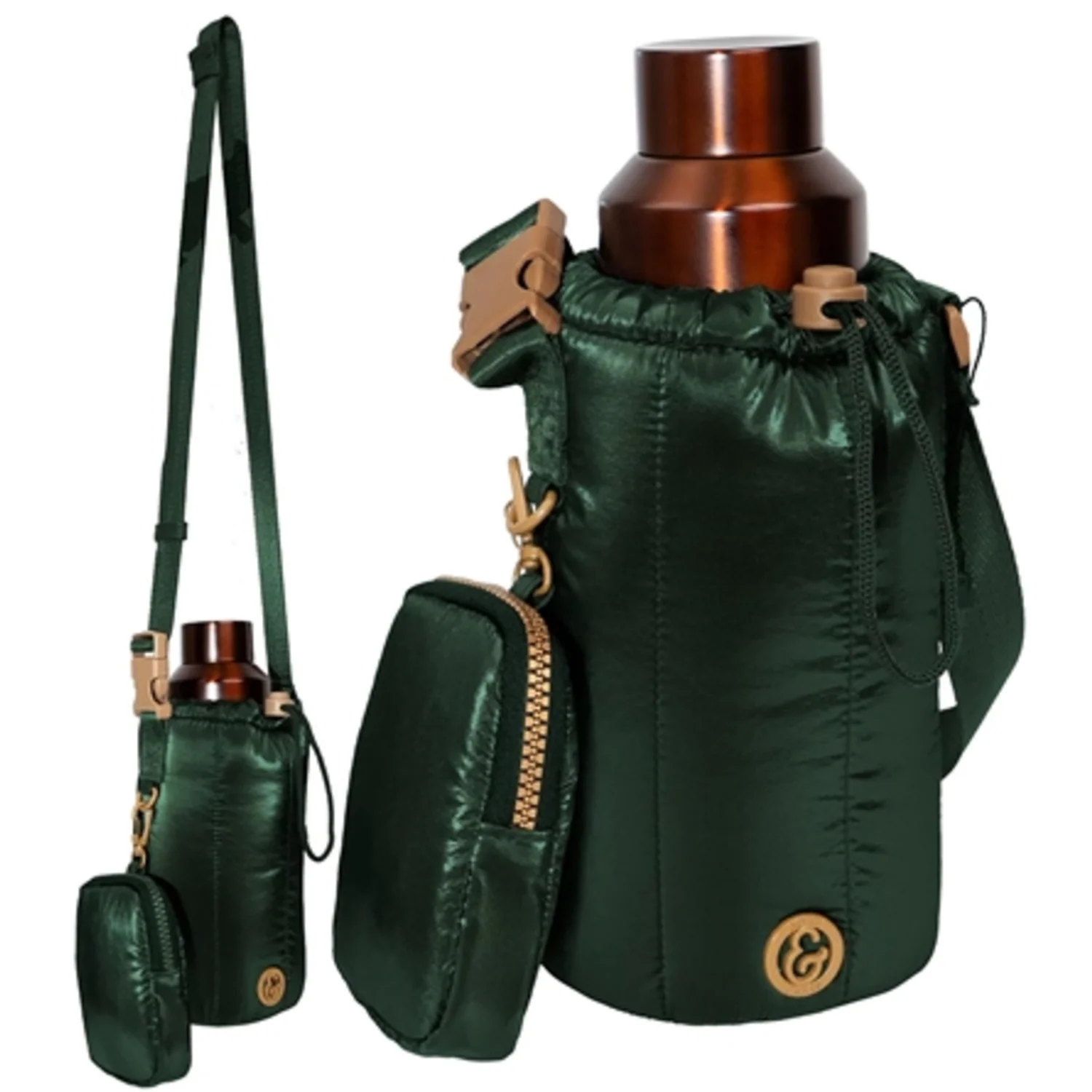 METALLIC QUILTED WATER BOTTLE HOLDER, 8"