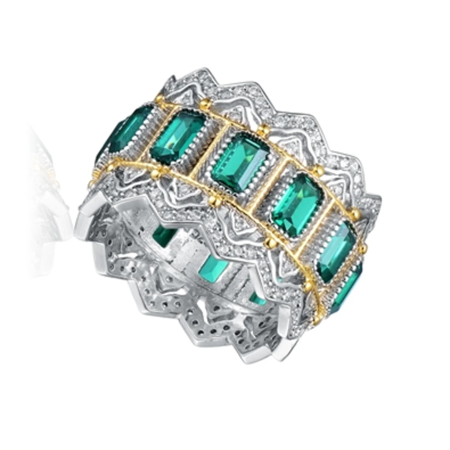 CZ RHODIUM STATEMENT RADIANT RING, 6"