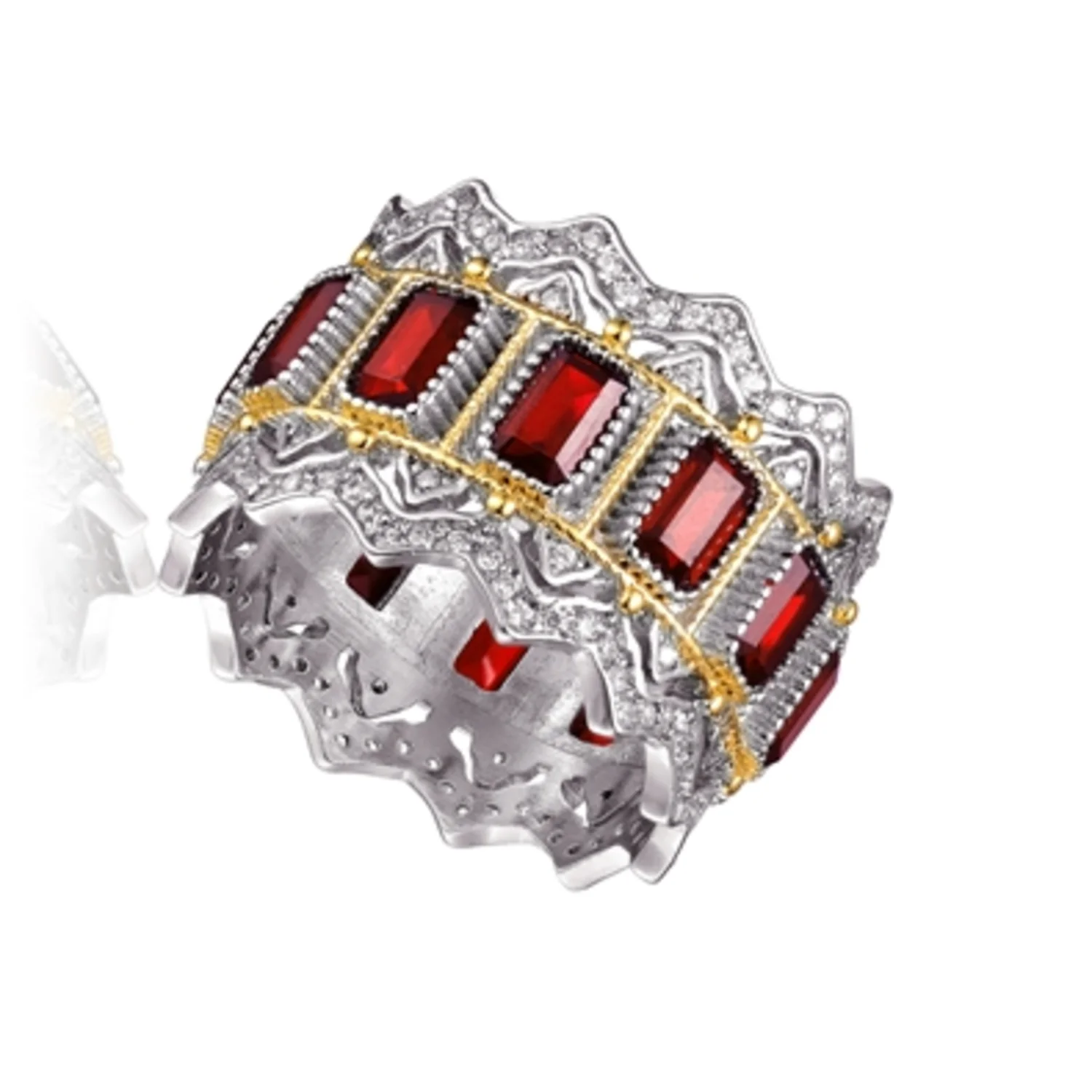 CZ RHODIUM STATEMENT RADIANT RING, 8"