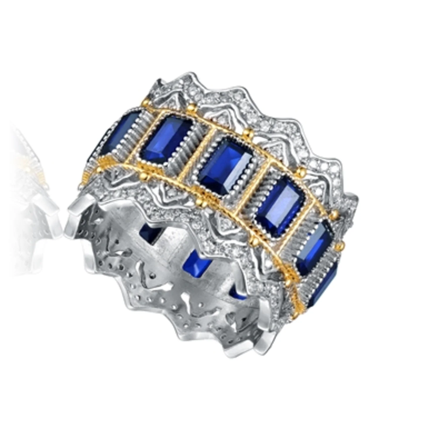 CZ RHODIUM STATEMENT RADIANT RING,, 7"