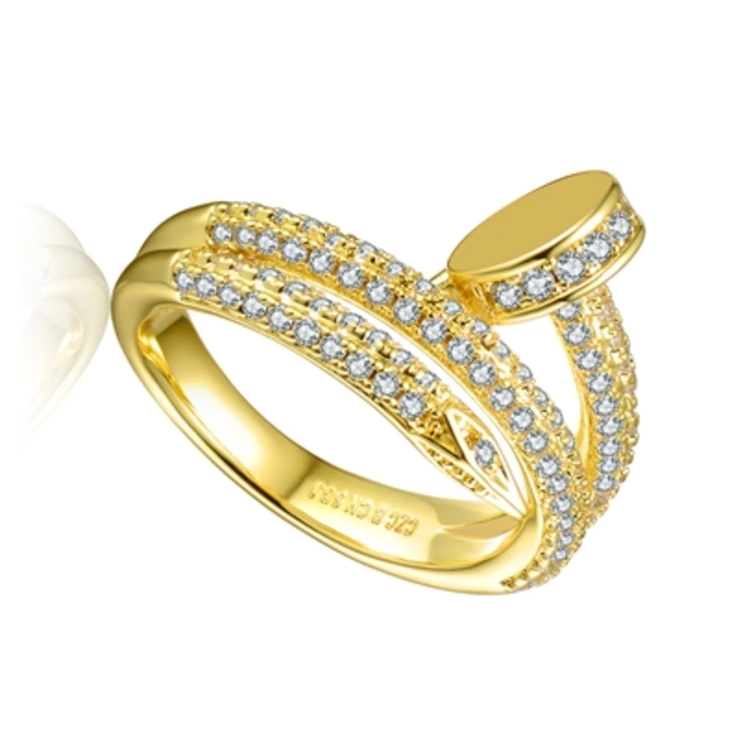 14K YELLOW GOLD LAYERED STATEMENT RING, 7"
