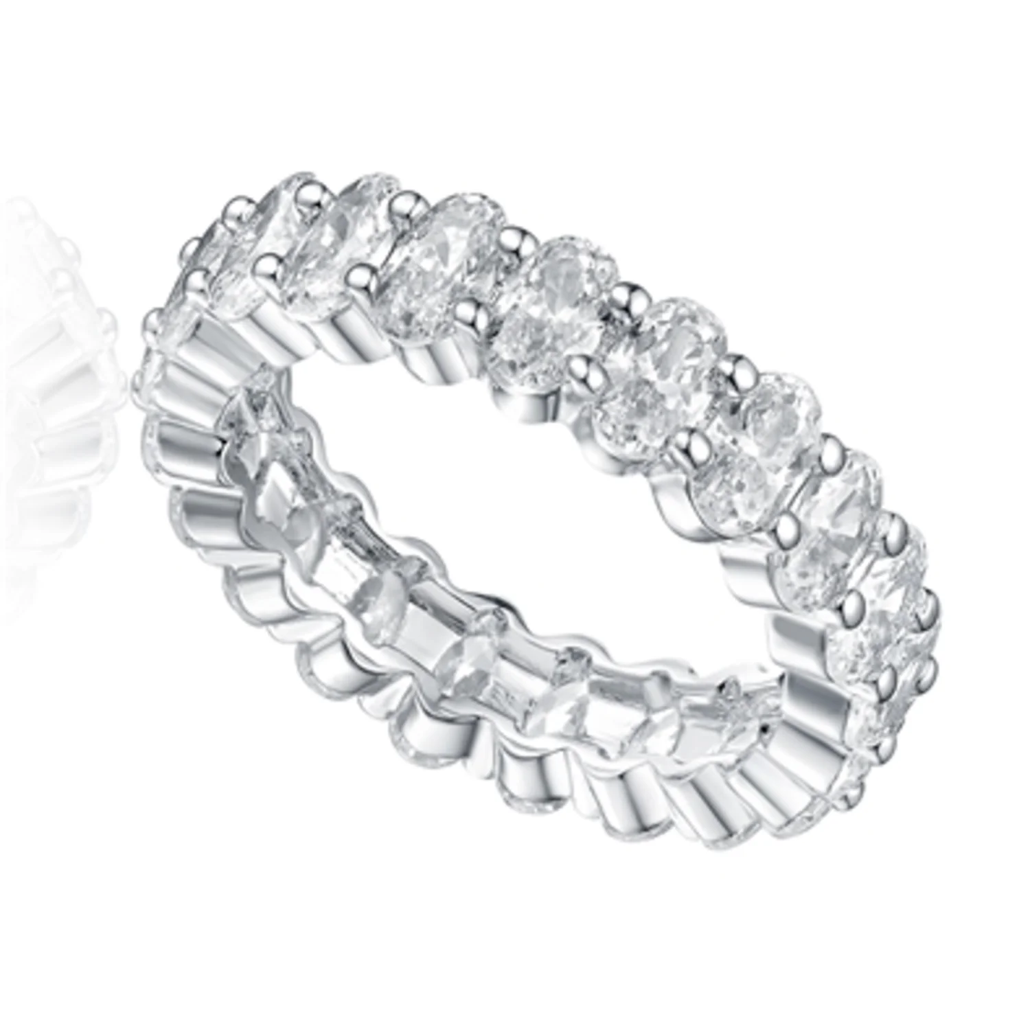 CZ RHODIUM SPARKLING CLASSIC RING, 7"