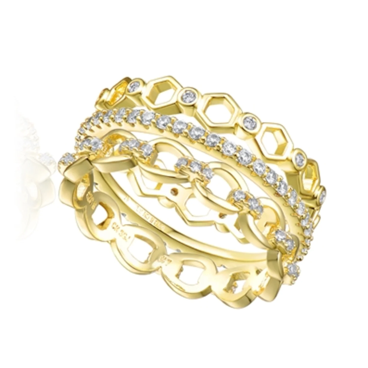 14K YELLOW GOLD LUXURY STATEMENT RING, 7"