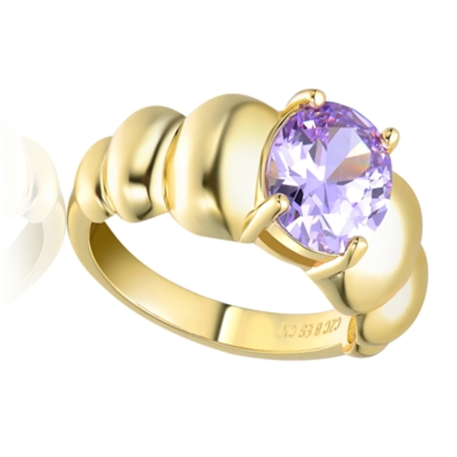 14K GOLD PURPLE STATEMENT RING, 6"