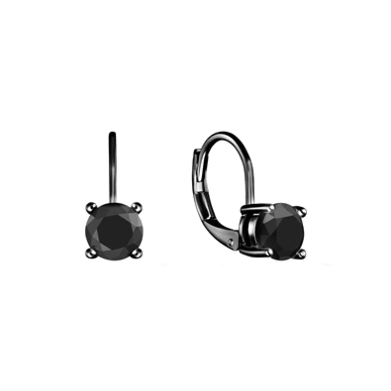 BLACK RHODIUM LEVER BACK EARRINGS, 6MM