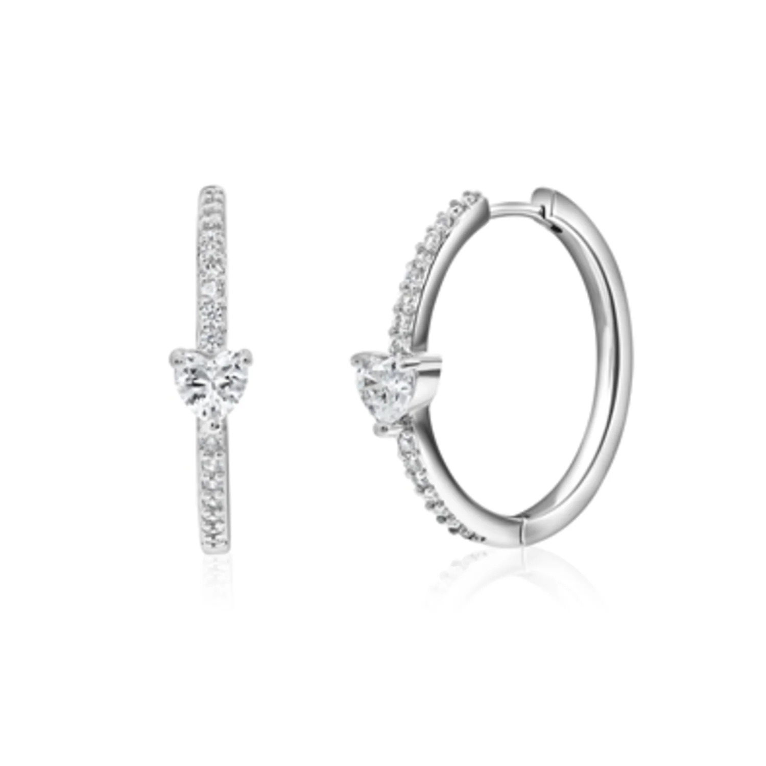 CRYSTAL HEART HOOPS, 25MM