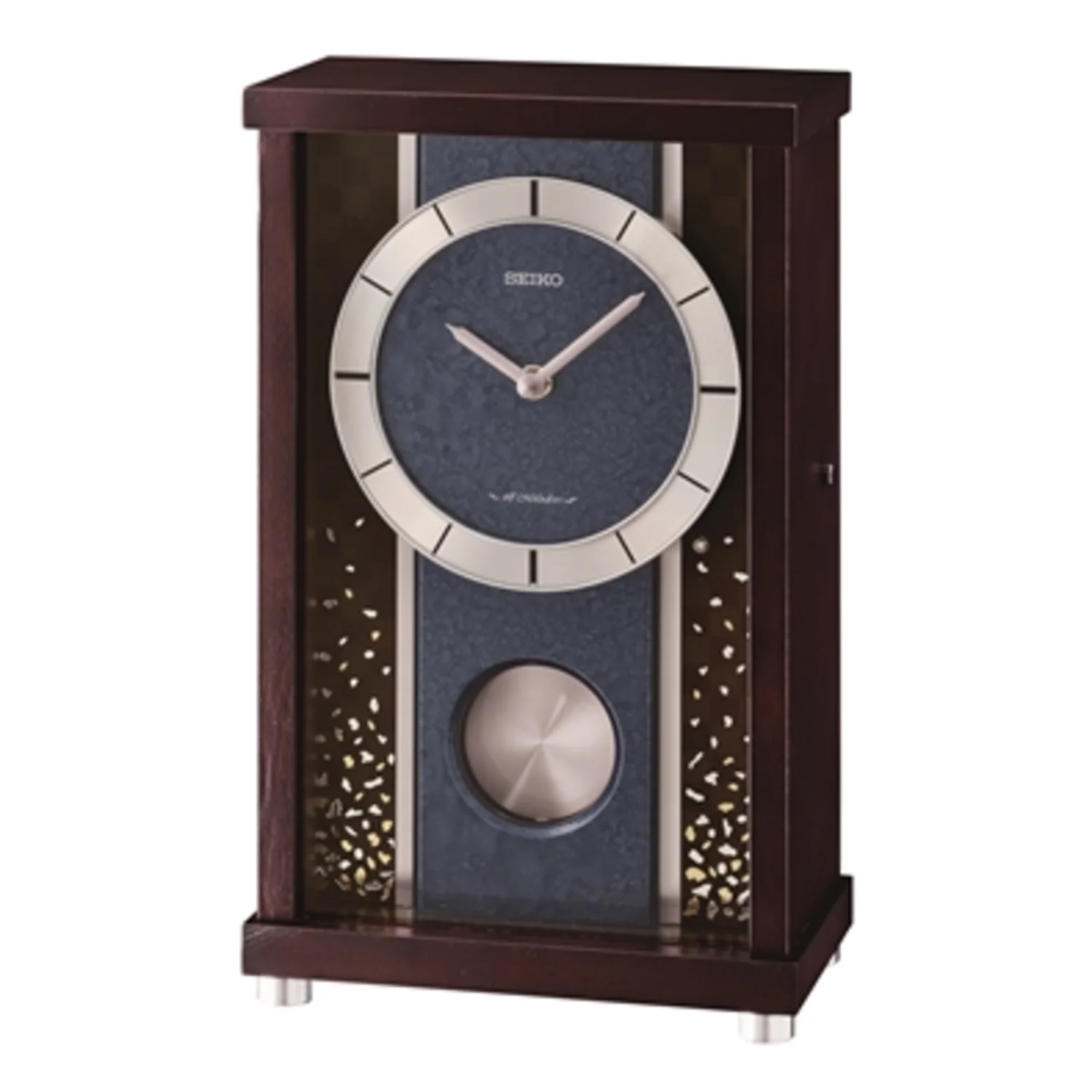 BLUE STREAM MUSICAL MANTEL CLOCK, 11.9" X 7.3" X 4.3"