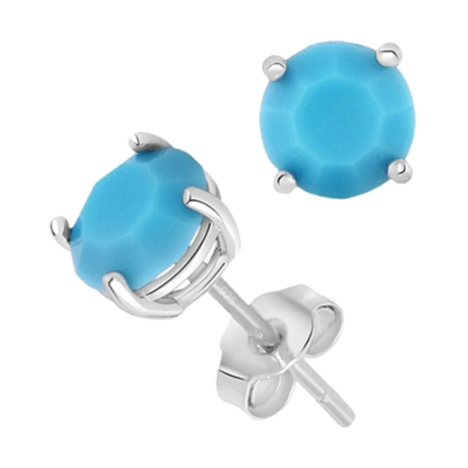 STERLING SILVER TURQUOISE ROUND STUDS, 6MM