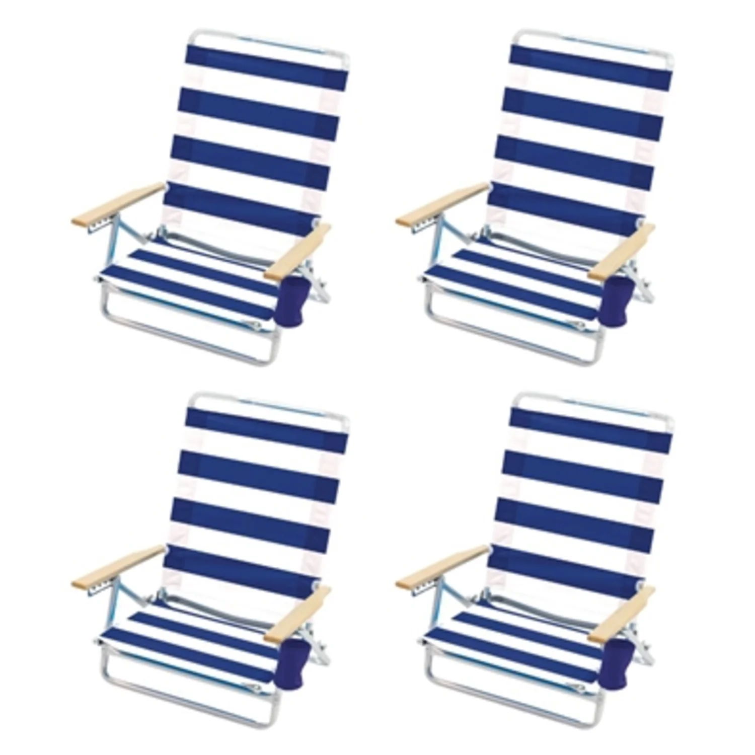 5 POSITION LAY FLAT CHAIR W/ WOOD ARMS, 4 PACK