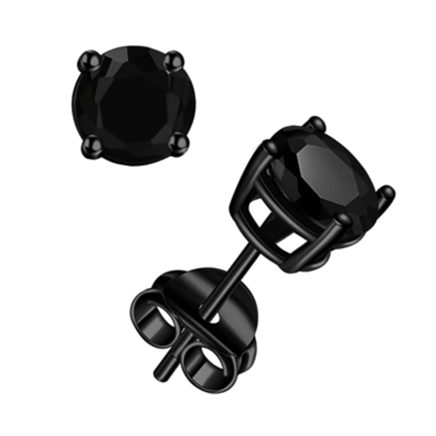 BLACK RHODIUM PLATED ROUND STUDS, 5MM