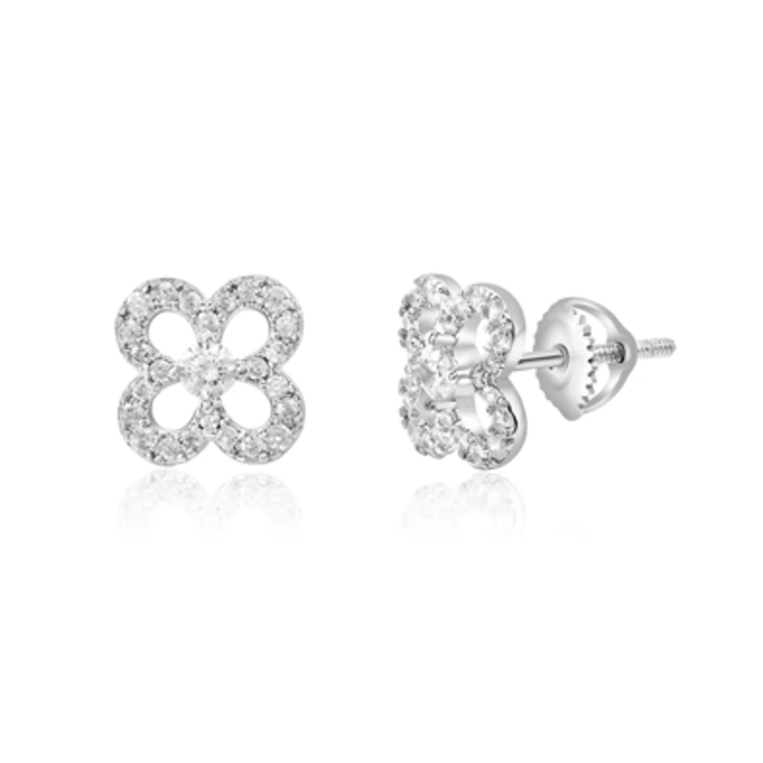 STERLING SILVER PAVE EARRINGS, 8MM