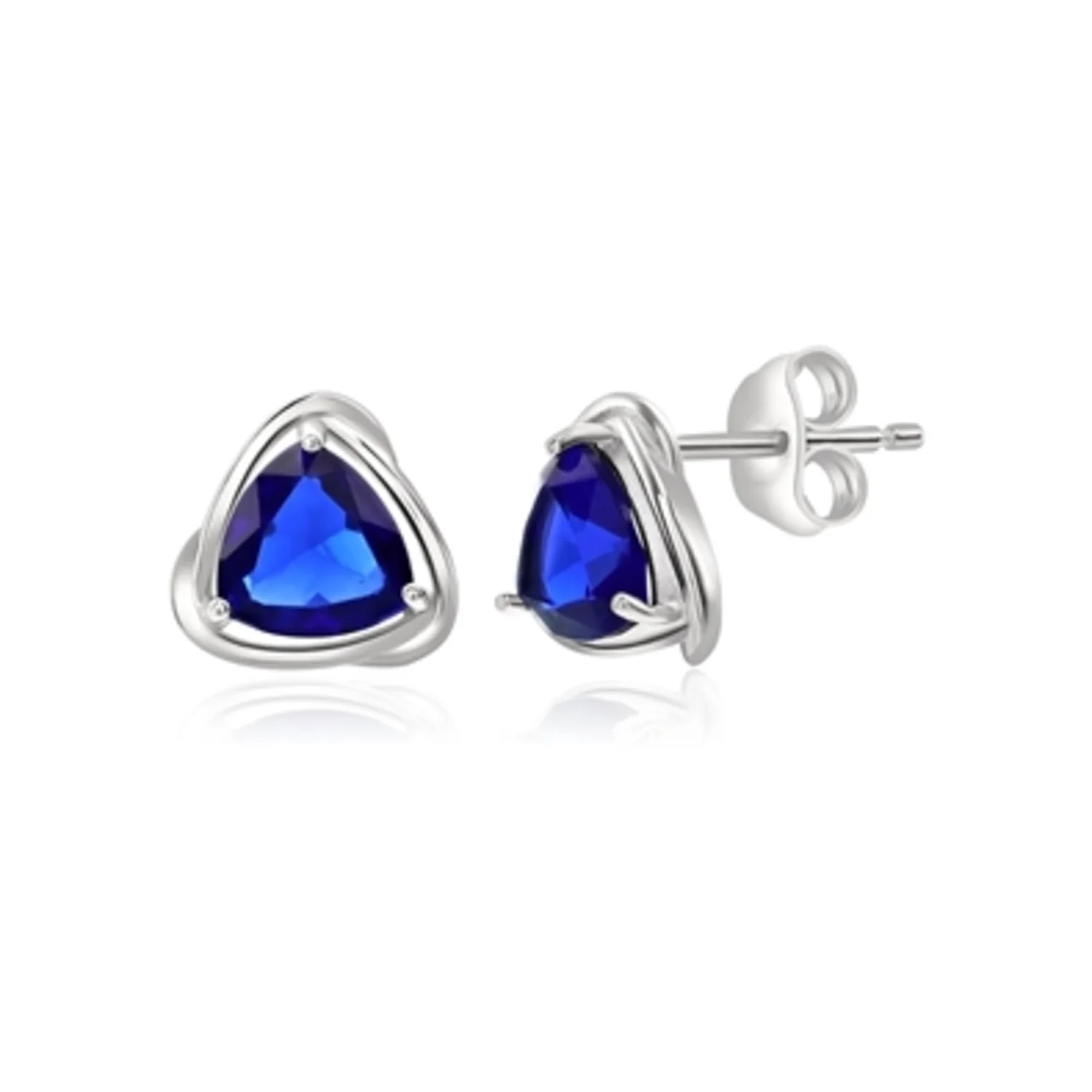 TRILLION CUT TWISTED SAPPHIRE STUDS, 6MM