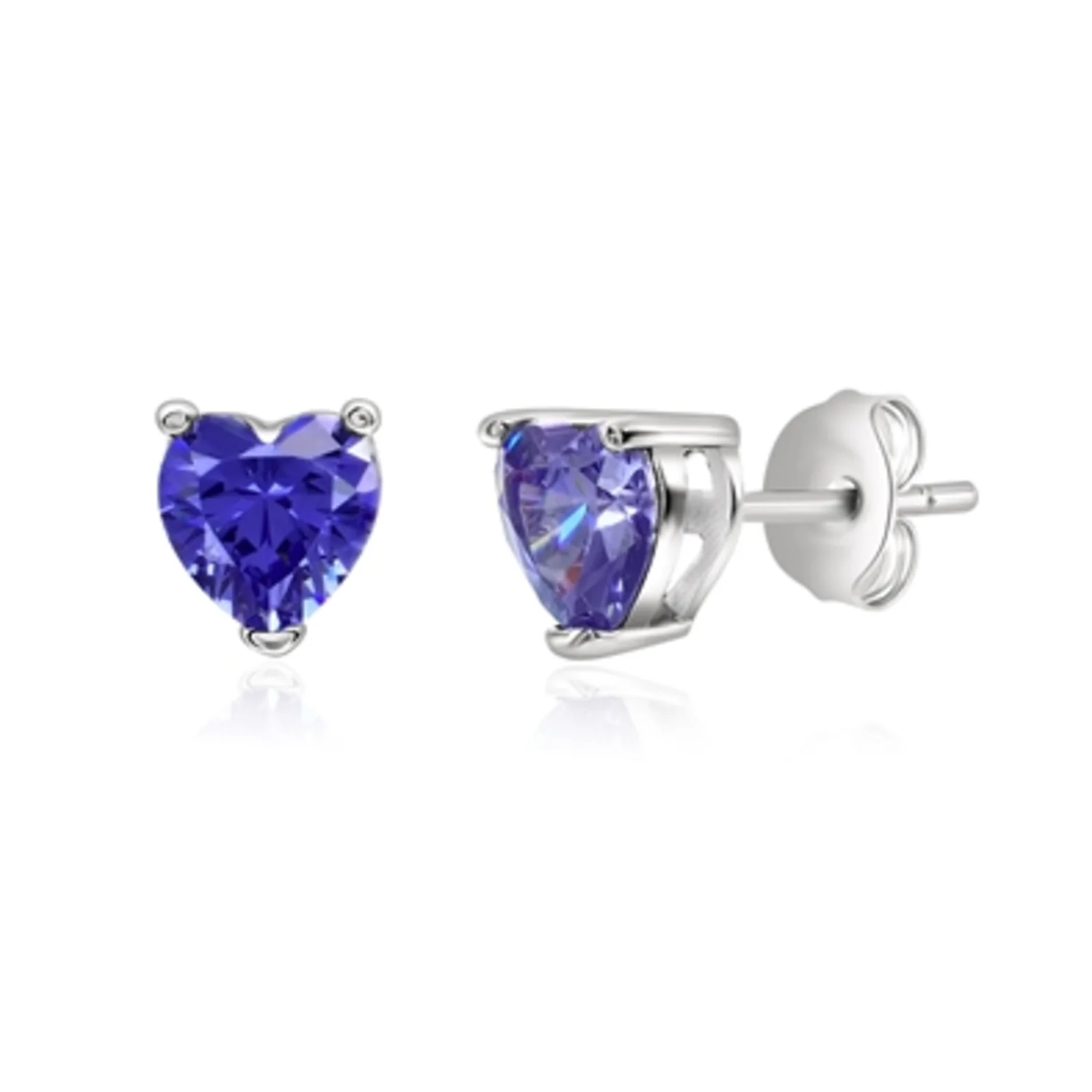 TANZANITE HEART EARRINGS, 6MM
