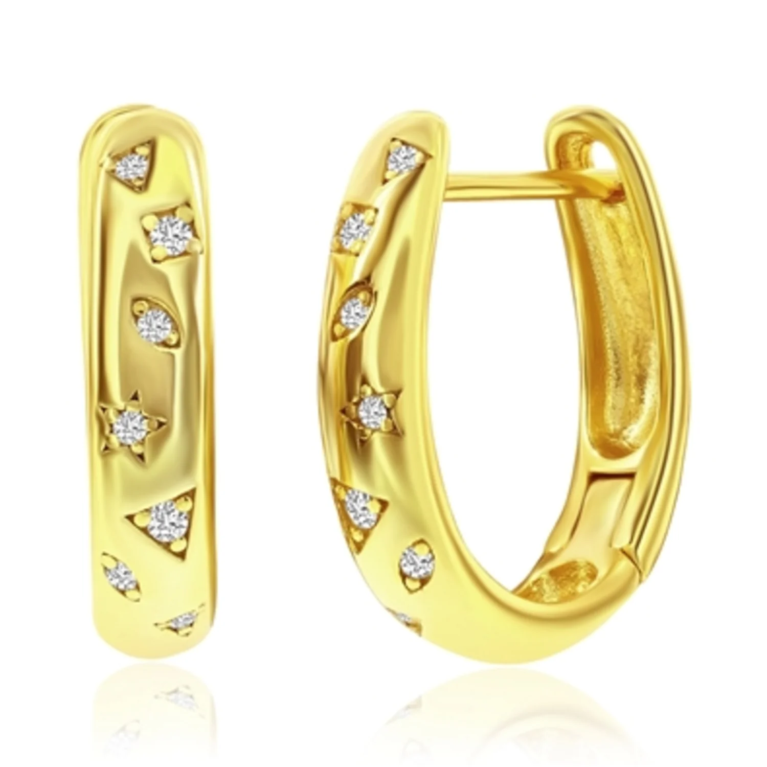 STERLING SILVER HUGGIE EARRINGS, 16X15MM