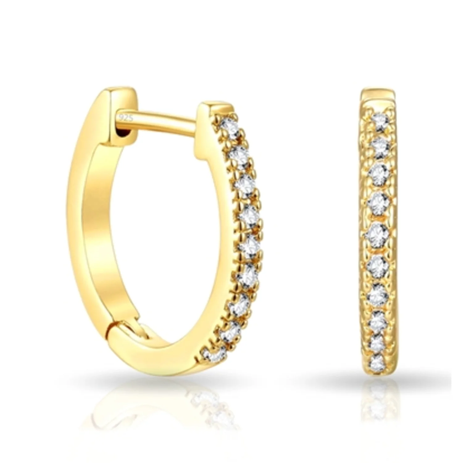 STERLING SILVER CRYSTAL HOOP EARRINGS, 20MM
