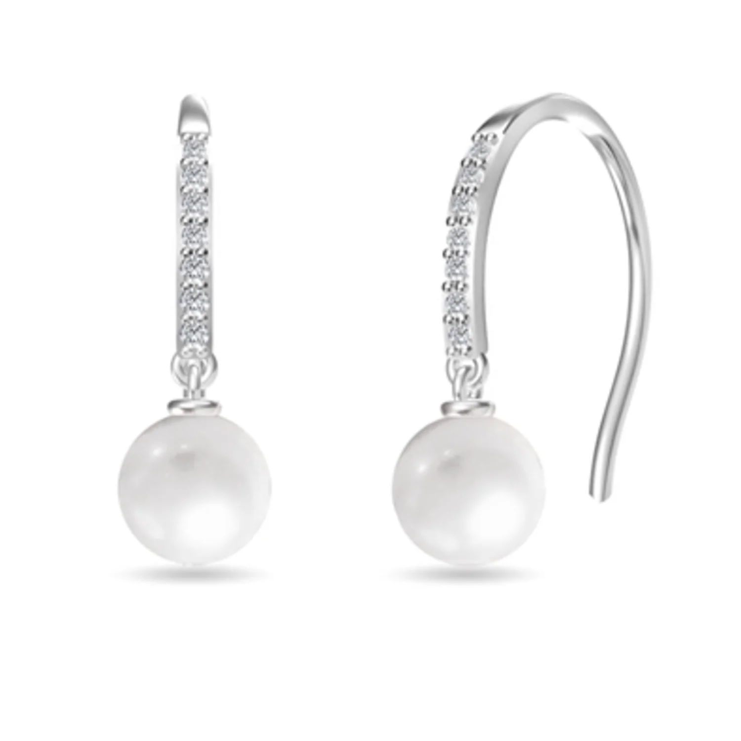 PEARL AND CRYSTAL EARRINGS, 6MM