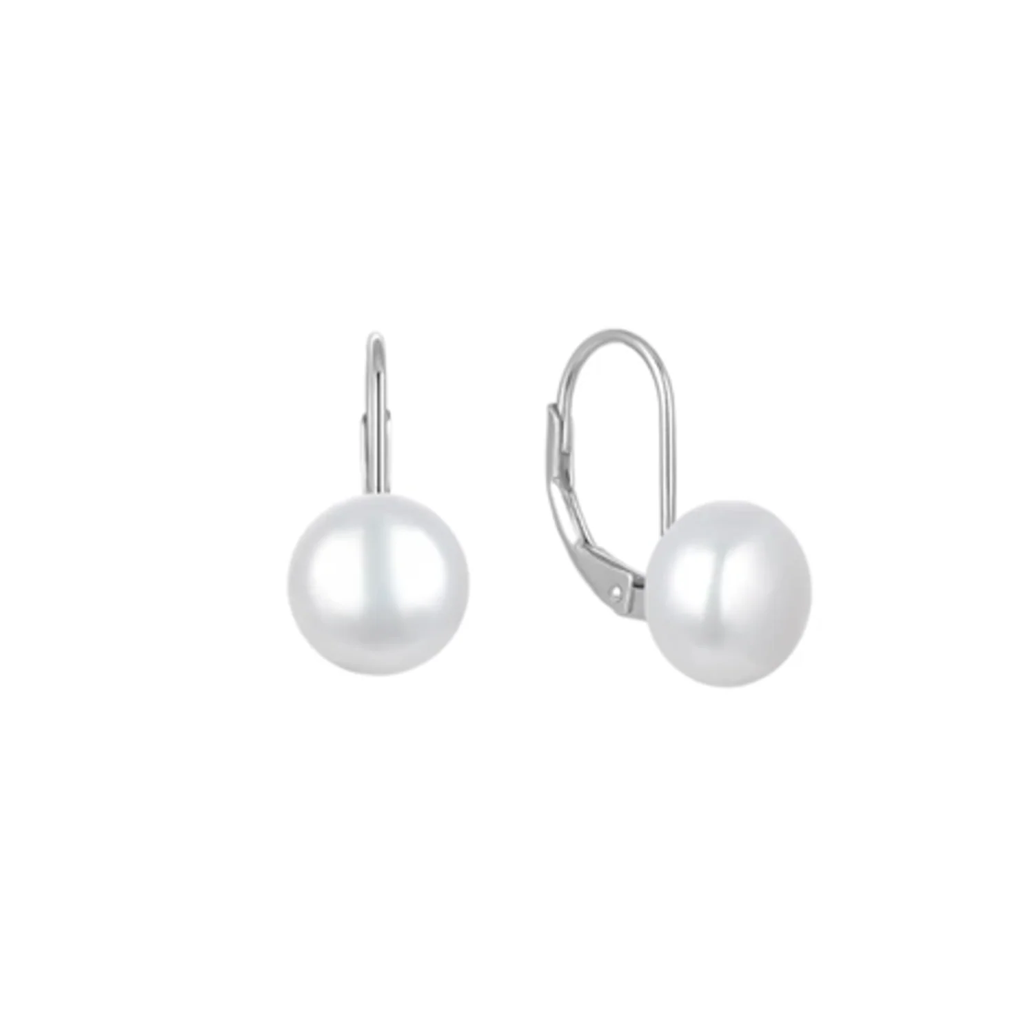 STERLING SILVER PEARL EARRINGS, 6MM