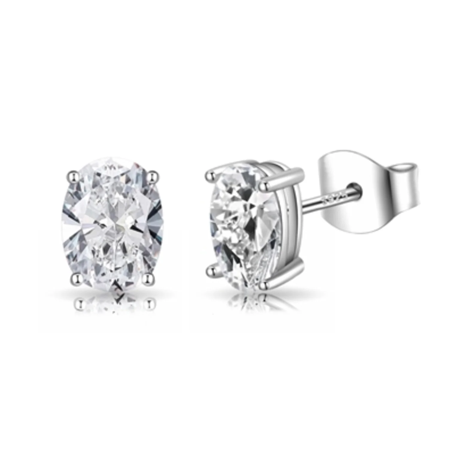 STERLING SILVER OVAL CUT STUDS, 7X5MM