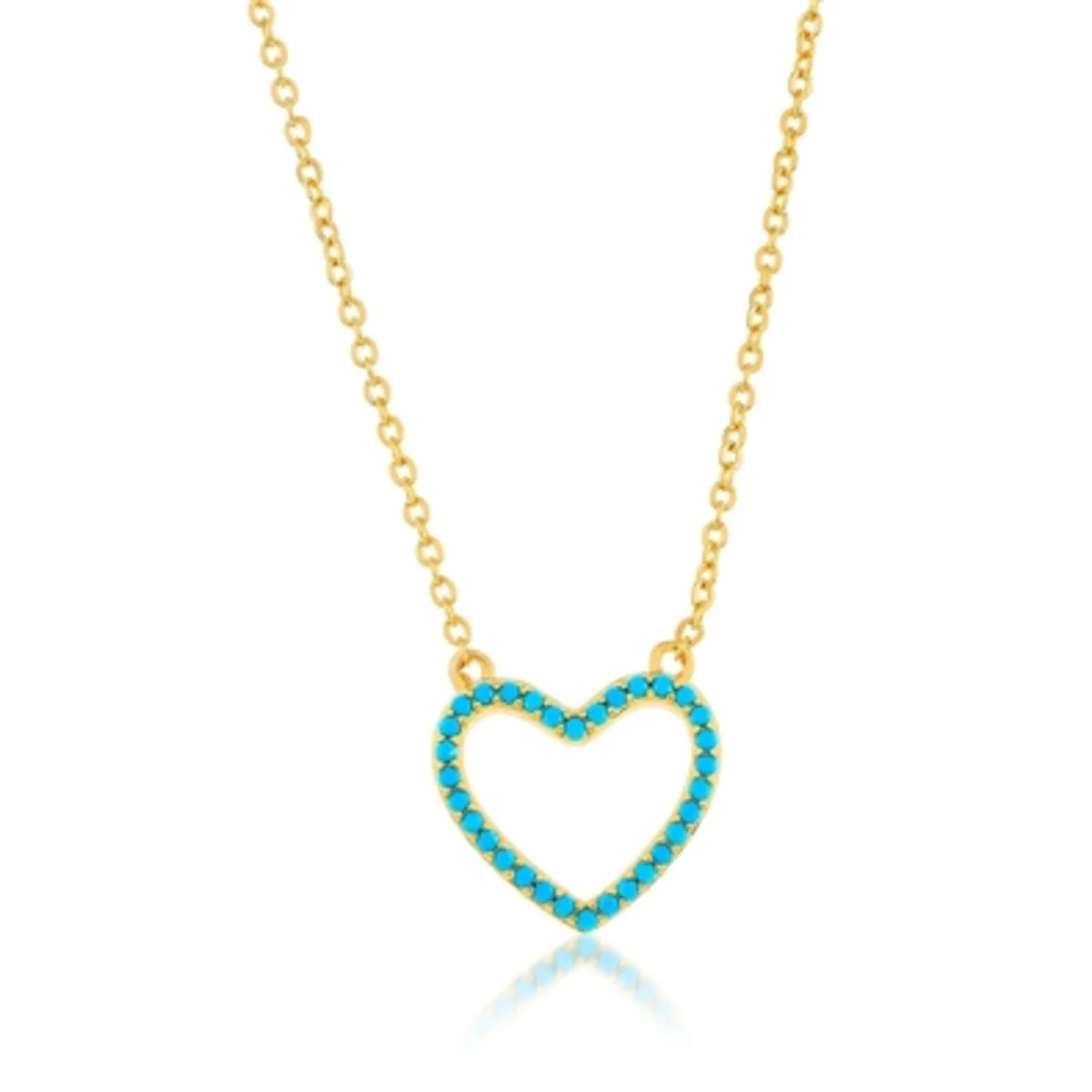 TURQUOISE HEART NECKLACE, 14MM