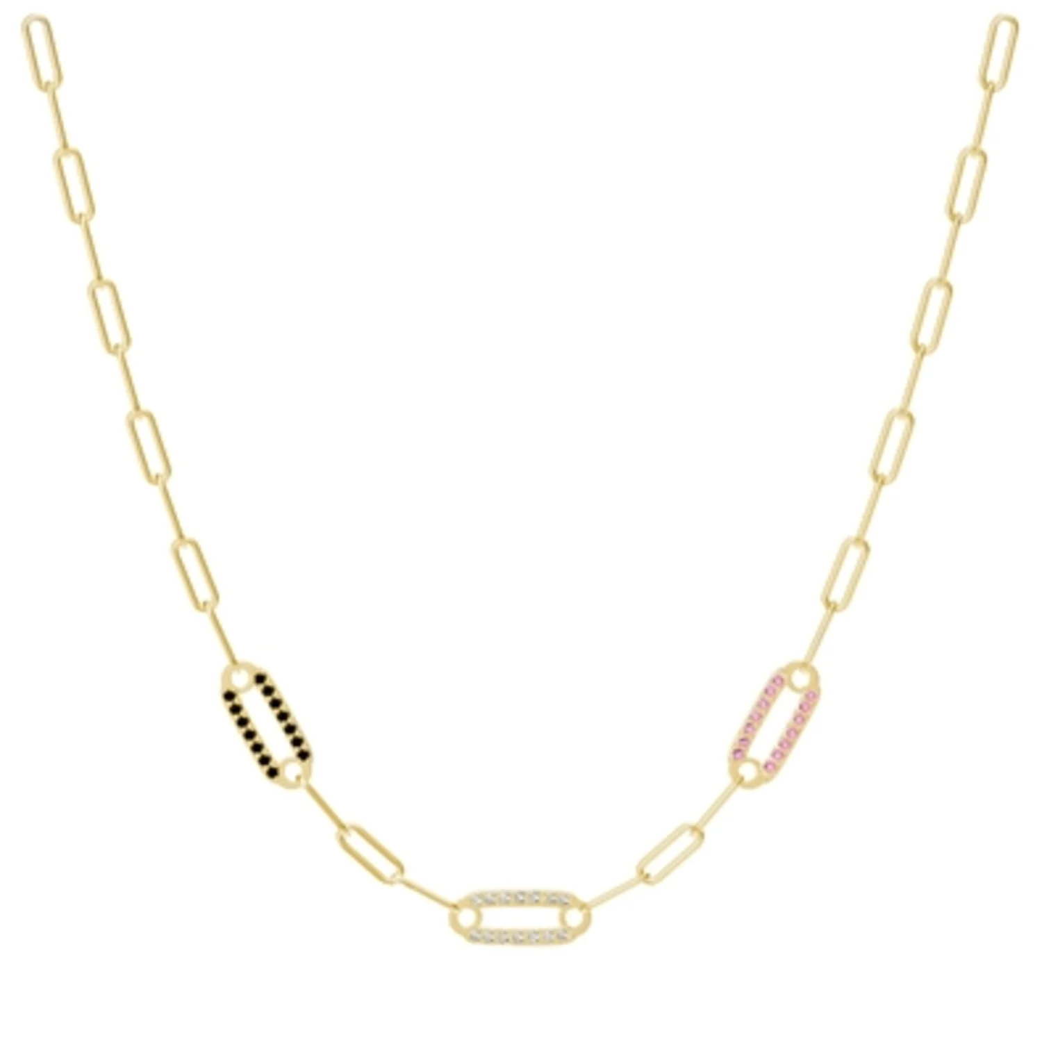 PAPERCLIP CRYSTAL NECKLACE, 3MMX6MMX15MM