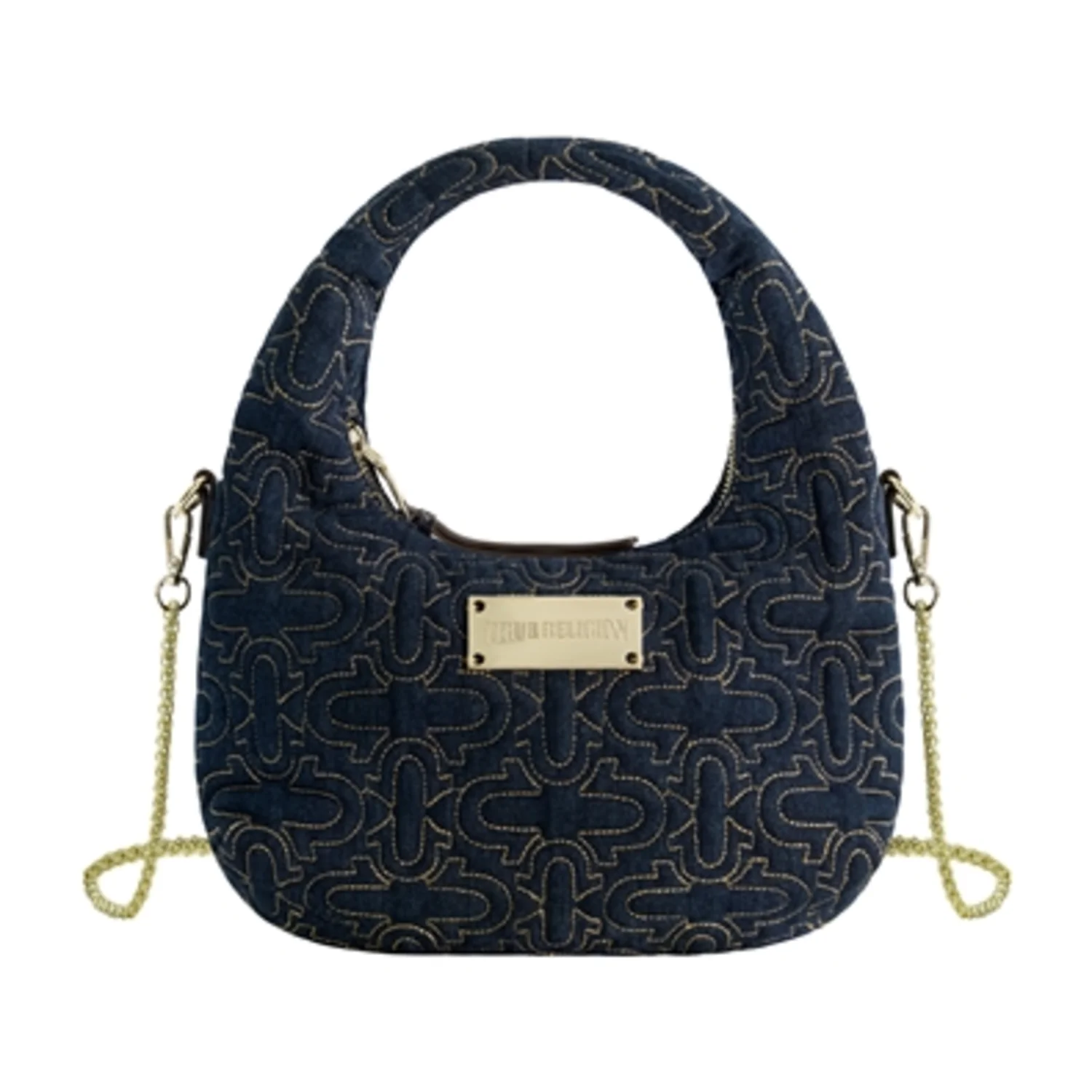 TRUE RELIGION WMN QUILTED DENIM HOBO BAG