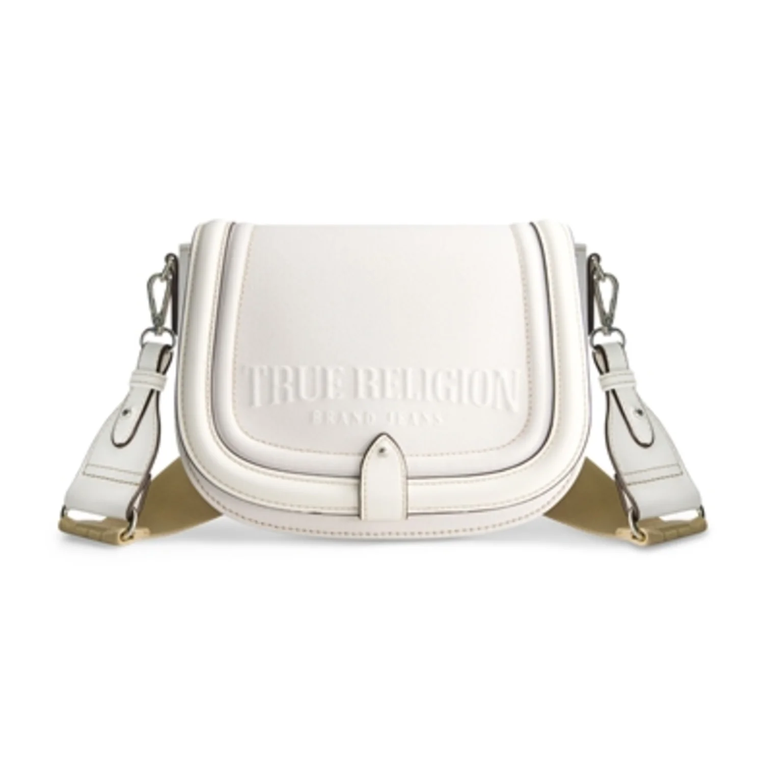 DISTRESSED LOGO DENIM SADDLE BAG