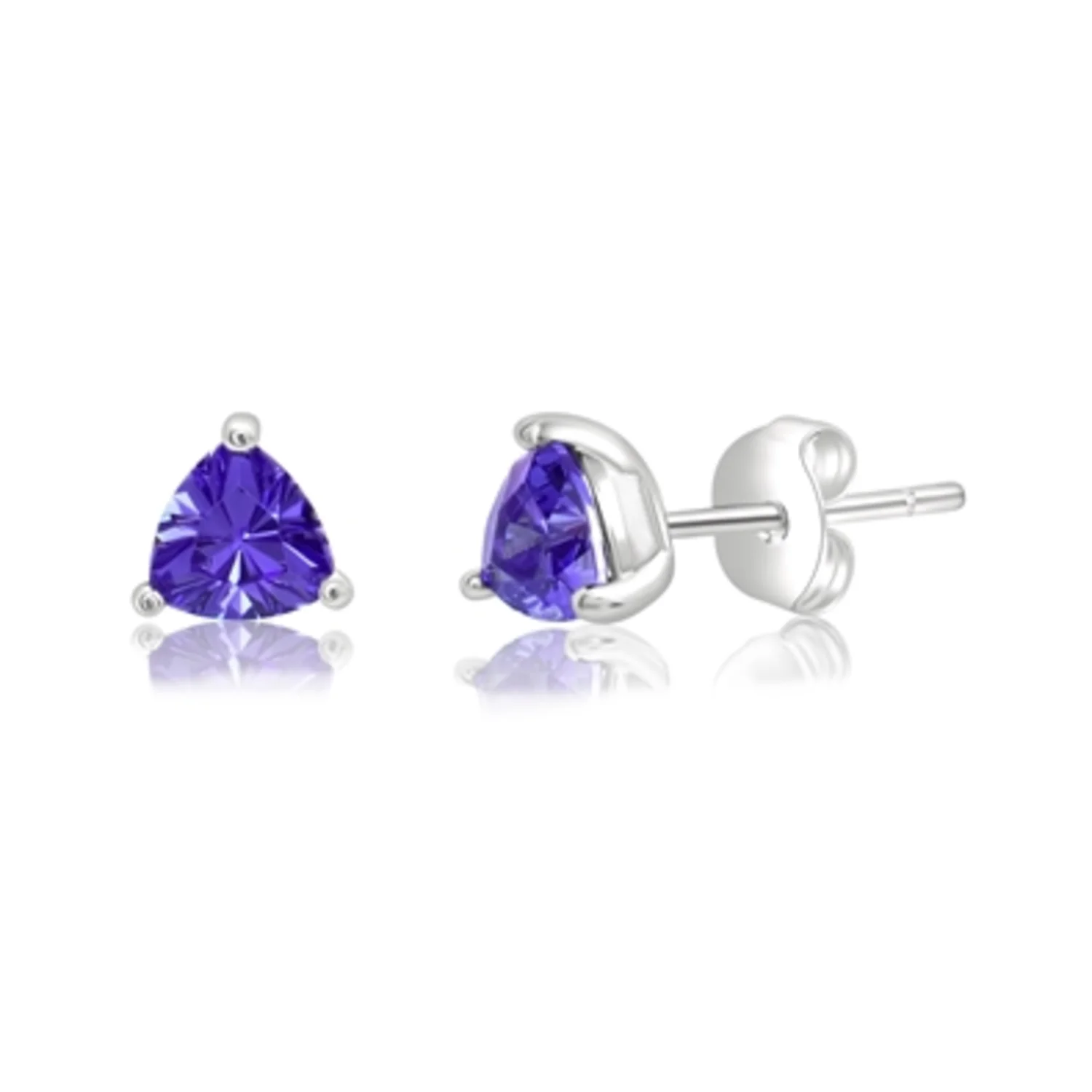 STERLING SILVER TRILLION CUT EARRINGS, 6MM