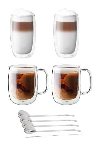 ZWILLING SORRENTO DOUBLE WALL GLASSWARE COFFEE AND BEVERAGE 9PC SET PROMO
