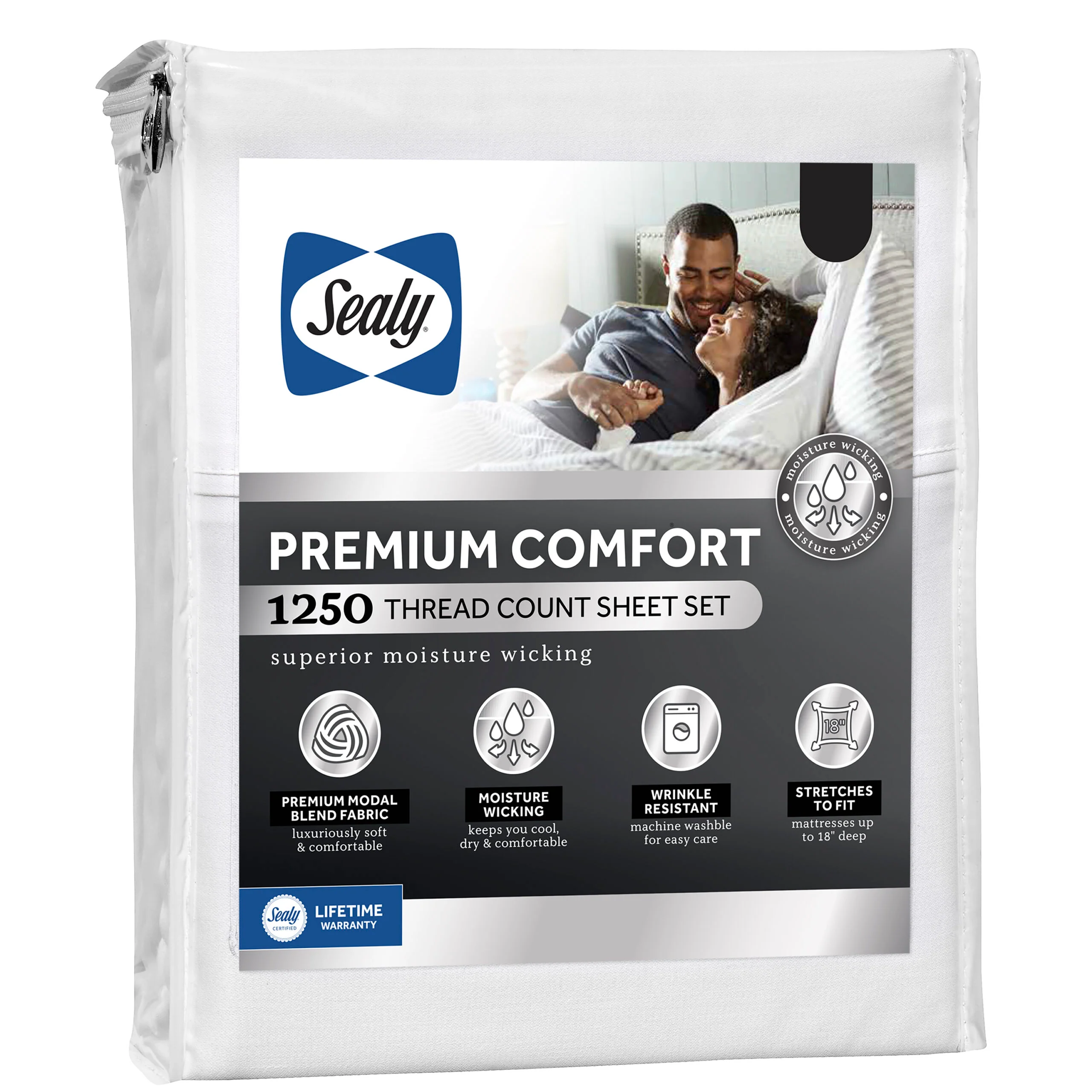 SEALY PREMIUM COMFORT SHEET SETS - WHITE - QUEEN