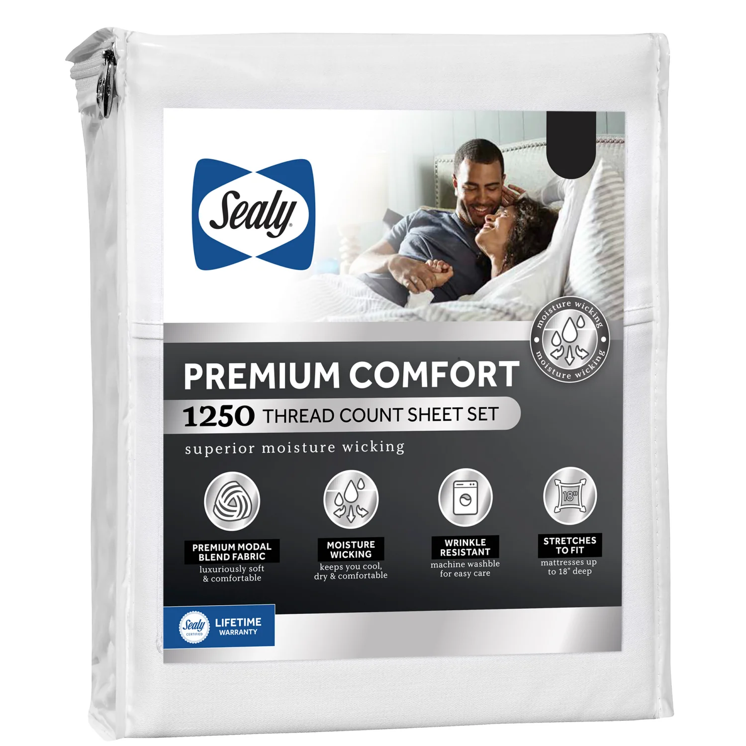 SEALY PREMIUM COMFORT SHEET SETS - WHITE - QUEEN - Image 2