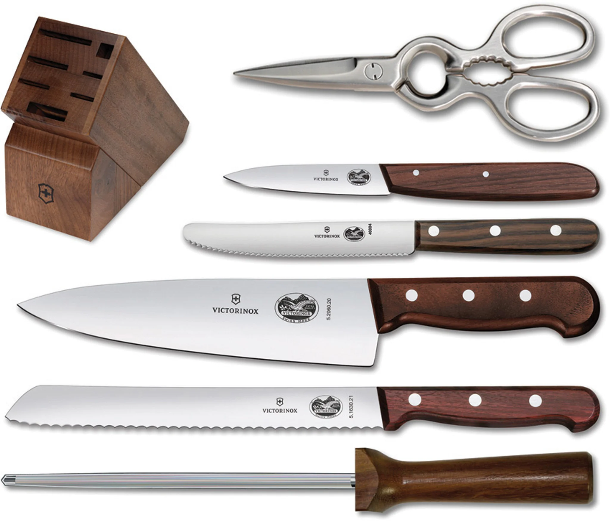 VICTORINOX 7PC KNIFE SET WITH WOOD BLOCK