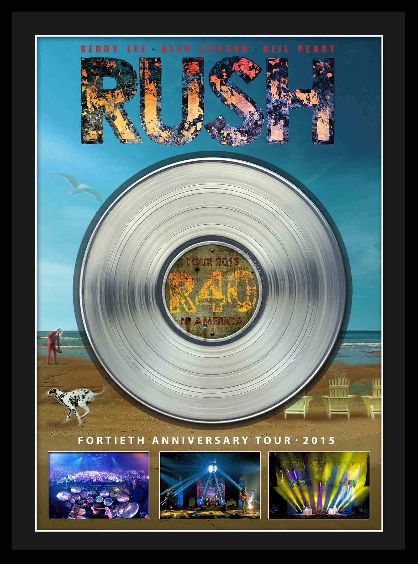 FRAMEWORTH RUSH FRAMED 40TH ANNIVERSARY TOUR WITH PLATINUM LP