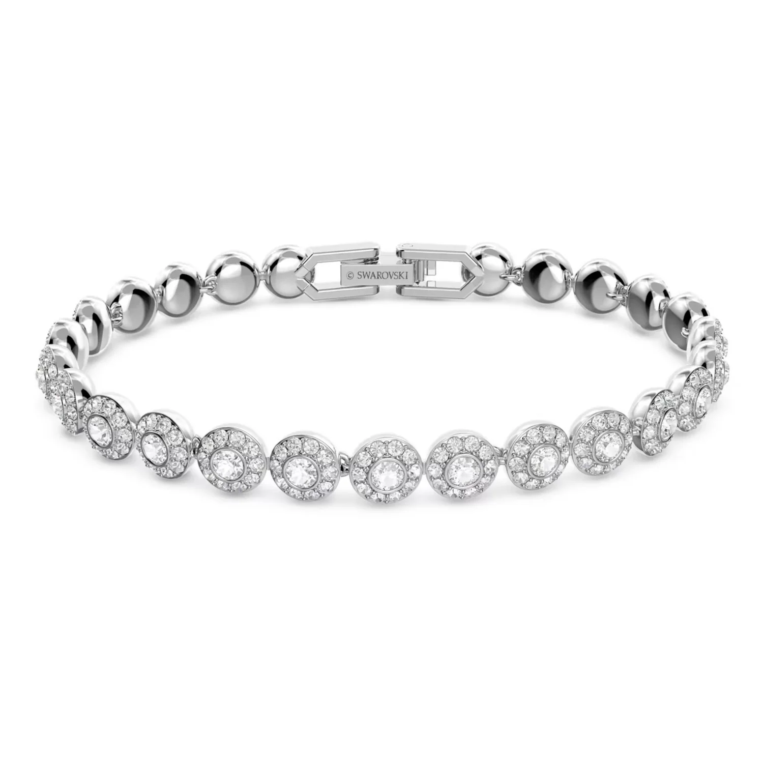 SWAROVSKI UNA ANGELIC TENNIS BRACELET ROUND CUT, SMALL, WHITE, RHODIUM PLATED - Image 2