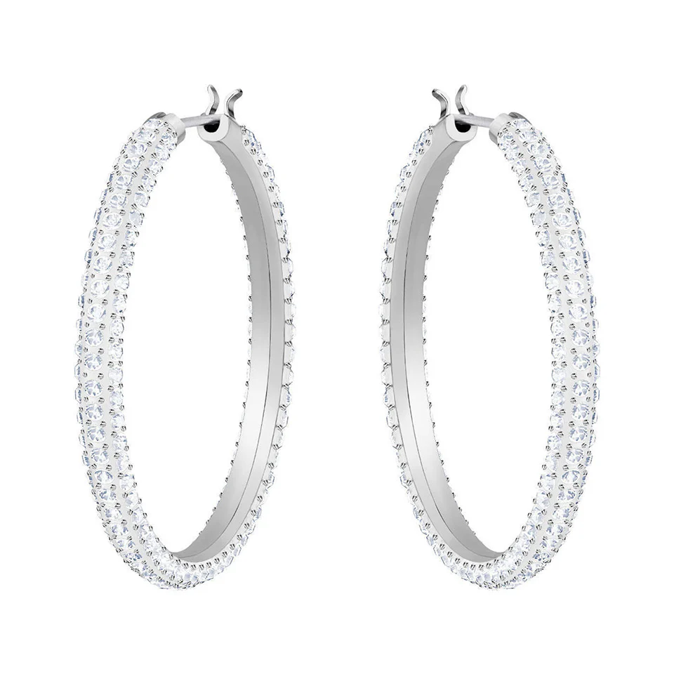 SWAROVSKI STONE HOOP PIERCED EARRINGS