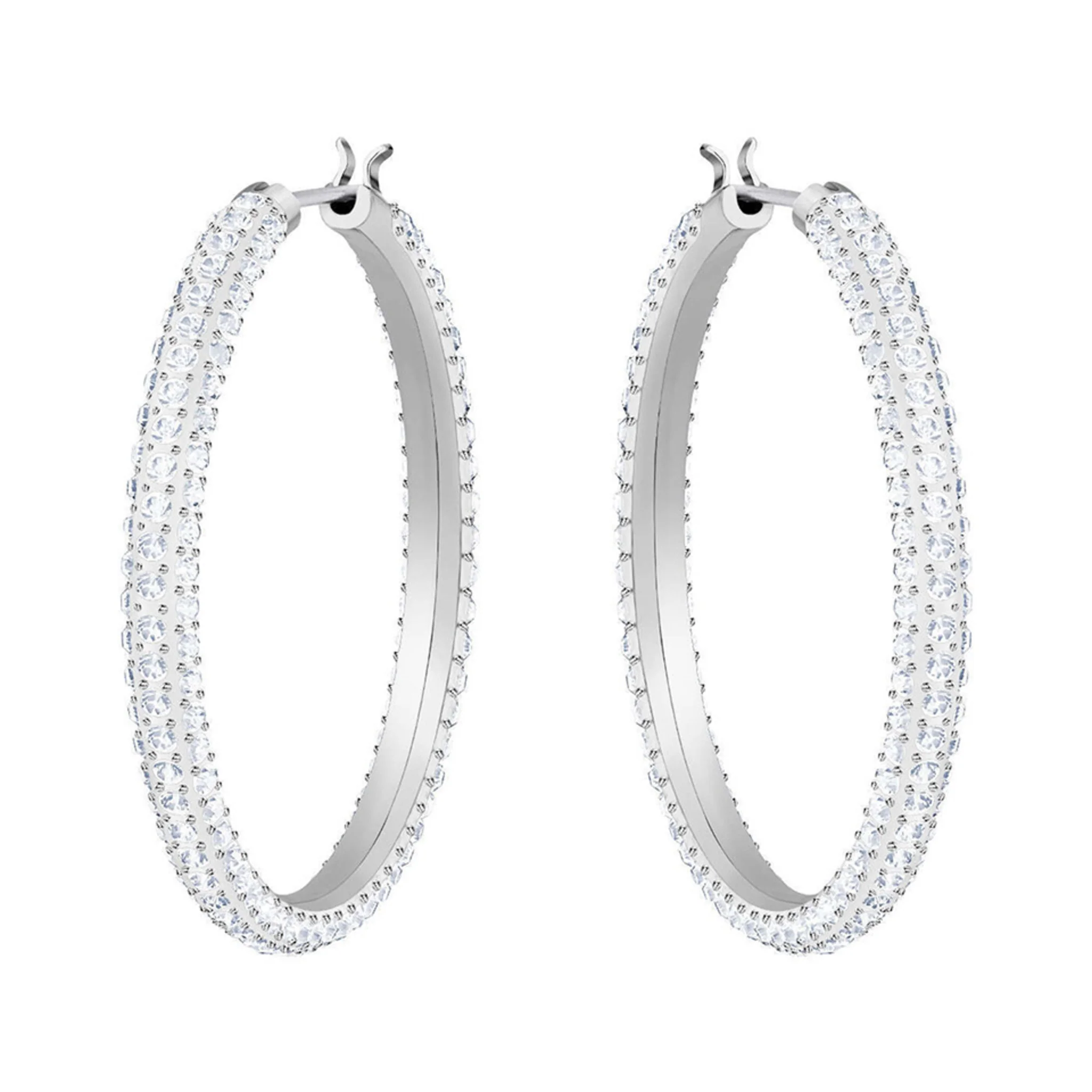 SWAROVSKI STONE HOOP PIERCED EARRINGS - Image 2