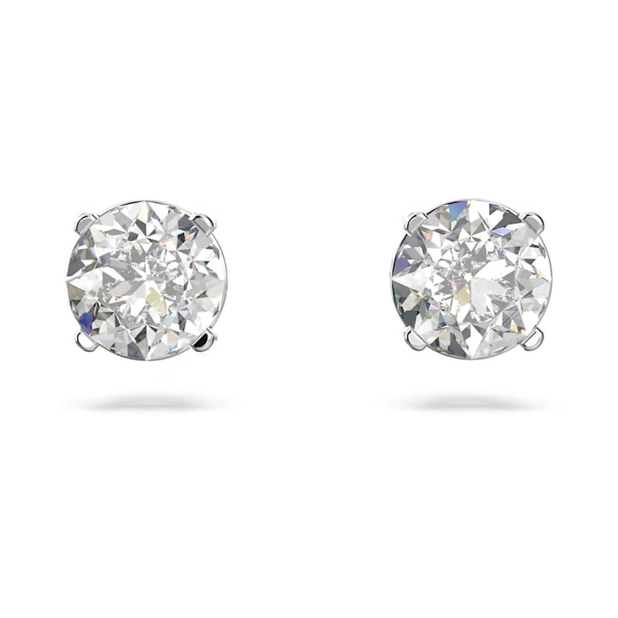 SWAROVSKI ATTRACT STUD EARRINGS, ROUND CUT, WHITE, RHODIUM PLATED