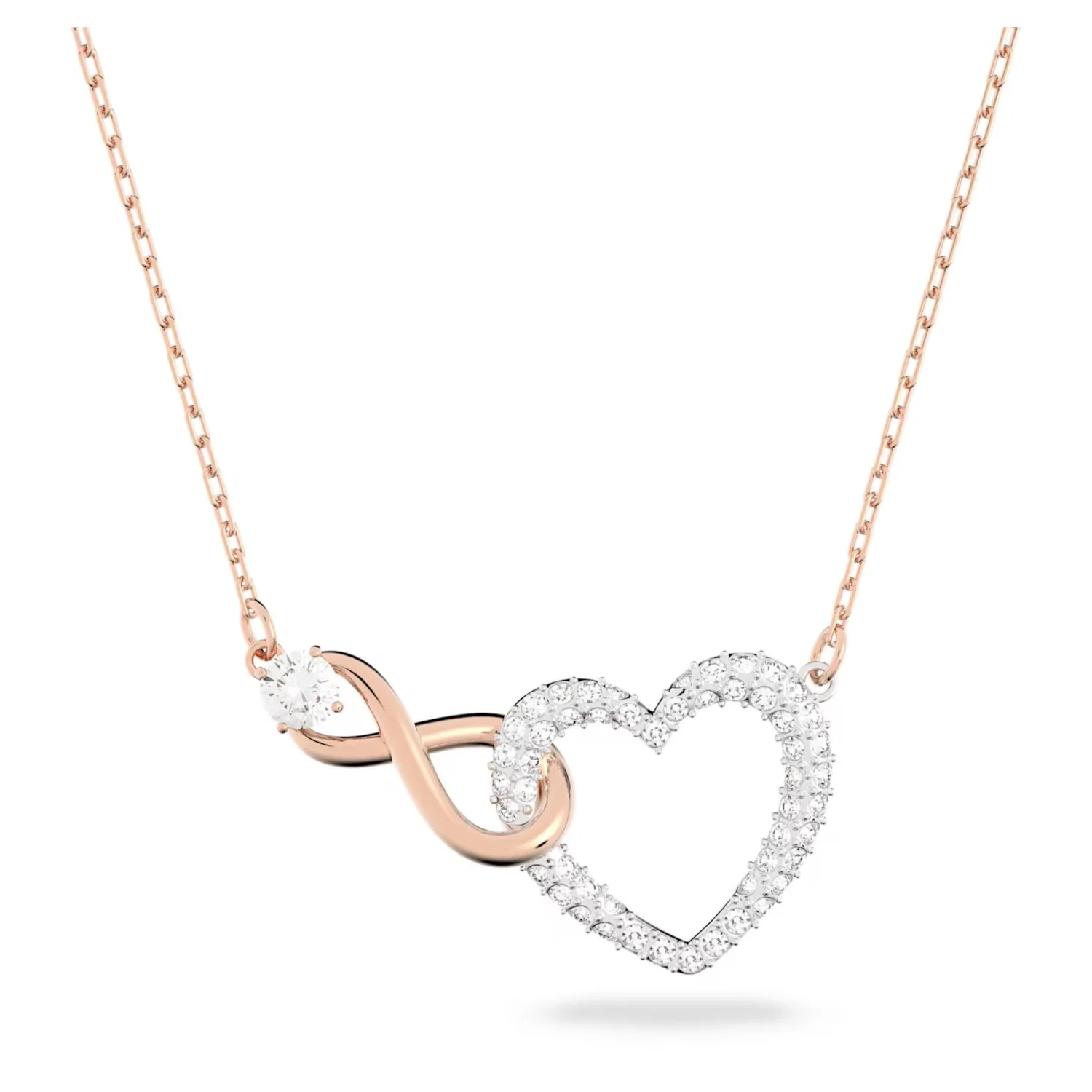 SWAROVSKI HYPERBOLA NECKLACE INFINITY AND HEART, WHITE, MIXED METAL FINISH - Image 2