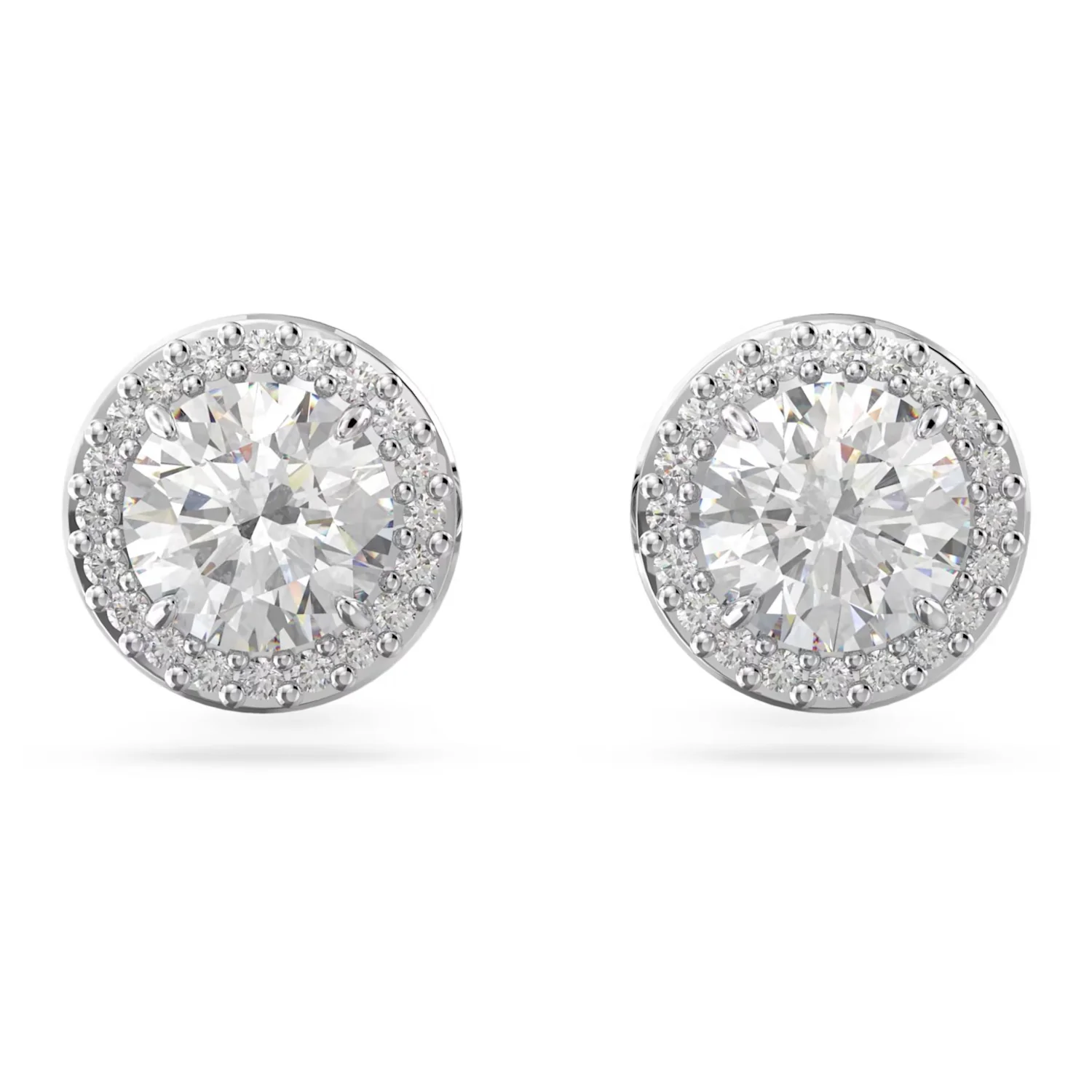 SWAROVSKI UNA ANGELIC STUD EARRINGS ROUND CUT, PAVÉ, WHITE, RHODIUM PLATED - Image 2