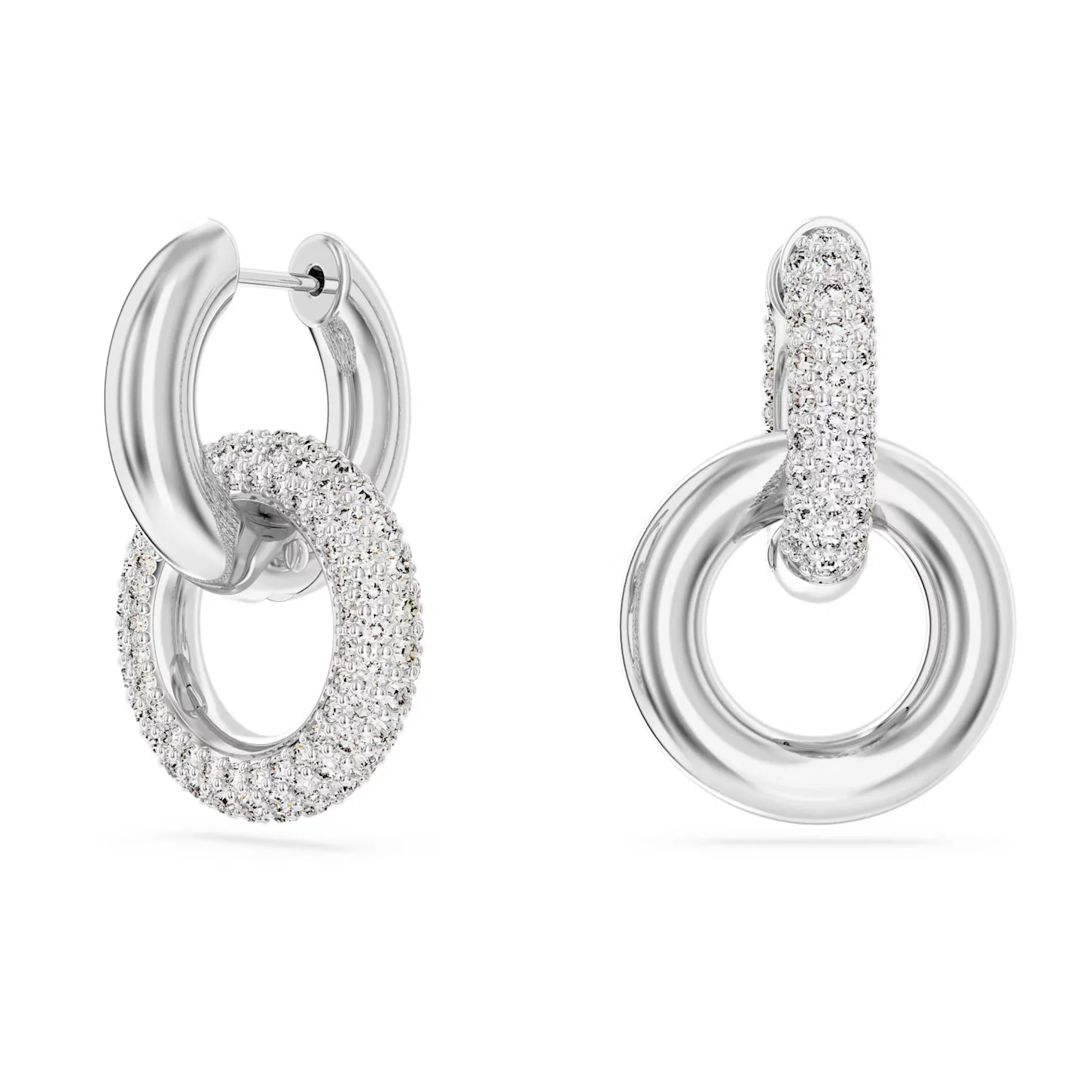 SWAROVSKI DEXTERA HOOP EARRINGS WITH INTERLOCKING LOOP - WHITE