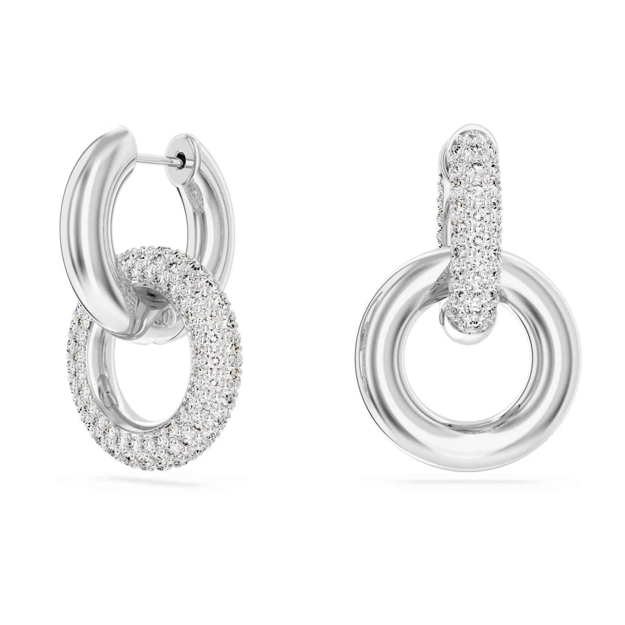 SWAROVSKI DEXTERA HOOP EARRINGS WITH INTERLOCKING LOOP - WHITE - Image 2